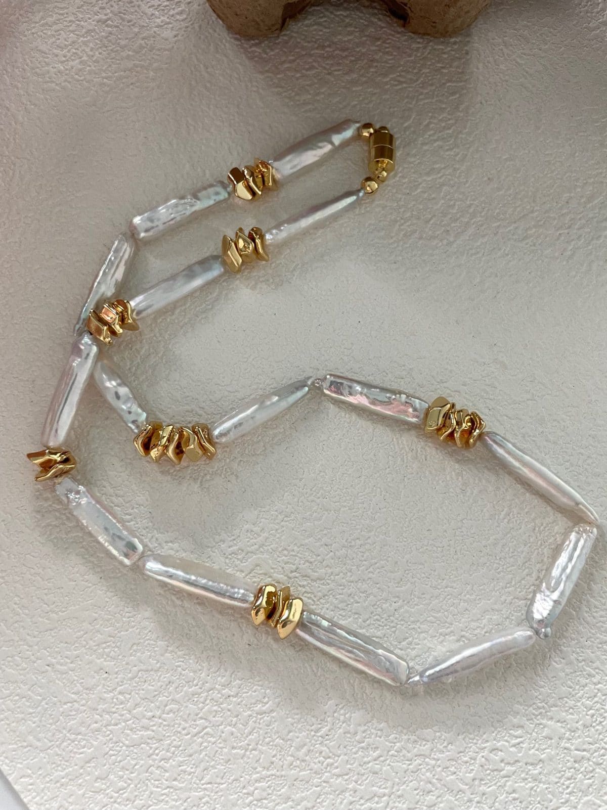 minimalist baroque pearl necklaces — 14K Gold-Filled Metal Accent Baroque Pearl Necklace | PoetPearl handcrafted jewelry