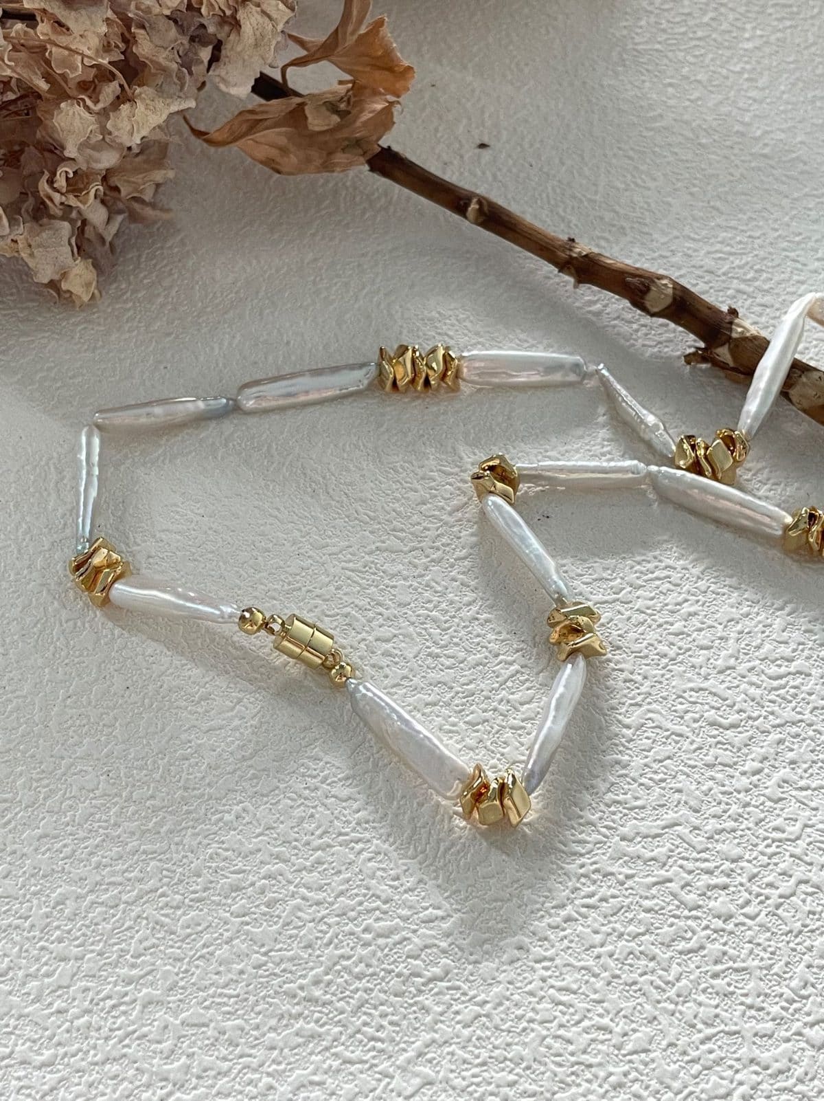 minimalist baroque pearl necklaces — 14K Gold-Filled Metal Accent Baroque Pearl Necklace | PoetPearl handcrafted jewelry