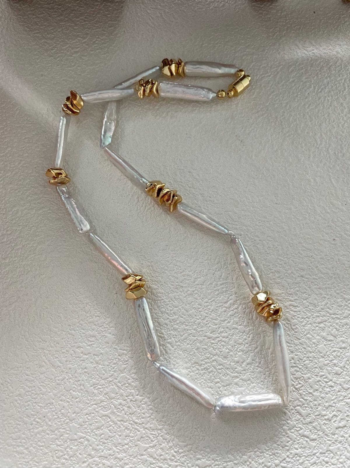 minimalist baroque pearl necklaces — 14K Gold-Filled Metal Accent Baroque Pearl Necklace | PoetPearl handcrafted jewelry