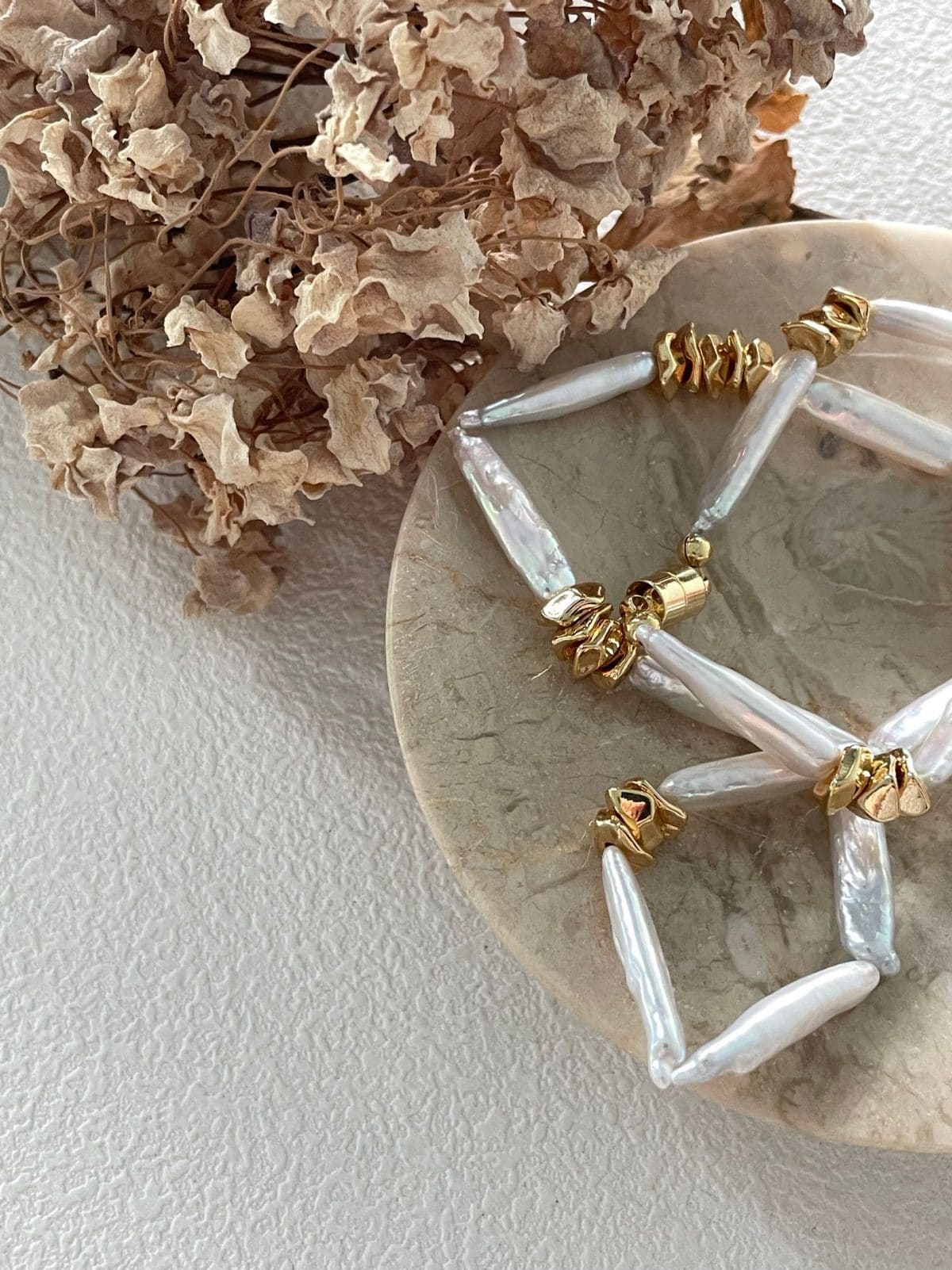 minimalist baroque pearl necklaces — 14K Gold-Filled Metal Accent Baroque Pearl Necklace | PoetPearl handcrafted jewelry