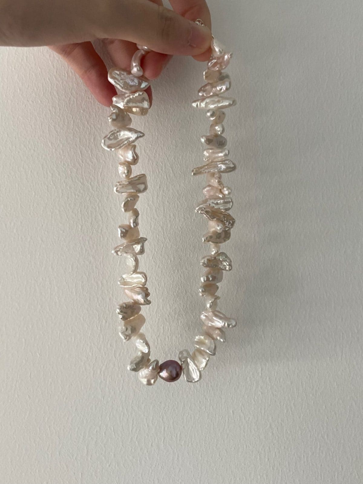 minimalist baroque pearl necklaces — Sterling Silver Sunflower Baroque Pearl Necklace | PoetPearl handcrafted jewelry