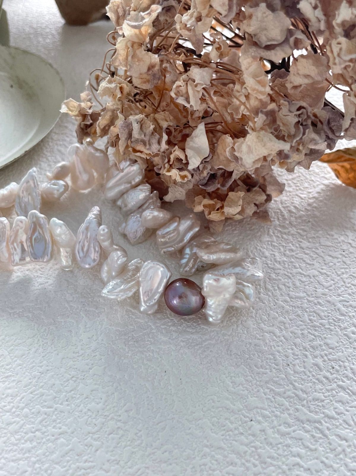 minimalist baroque pearl necklaces — Sterling Silver Sunflower Baroque Pearl Necklace | PoetPearl handcrafted jewelry