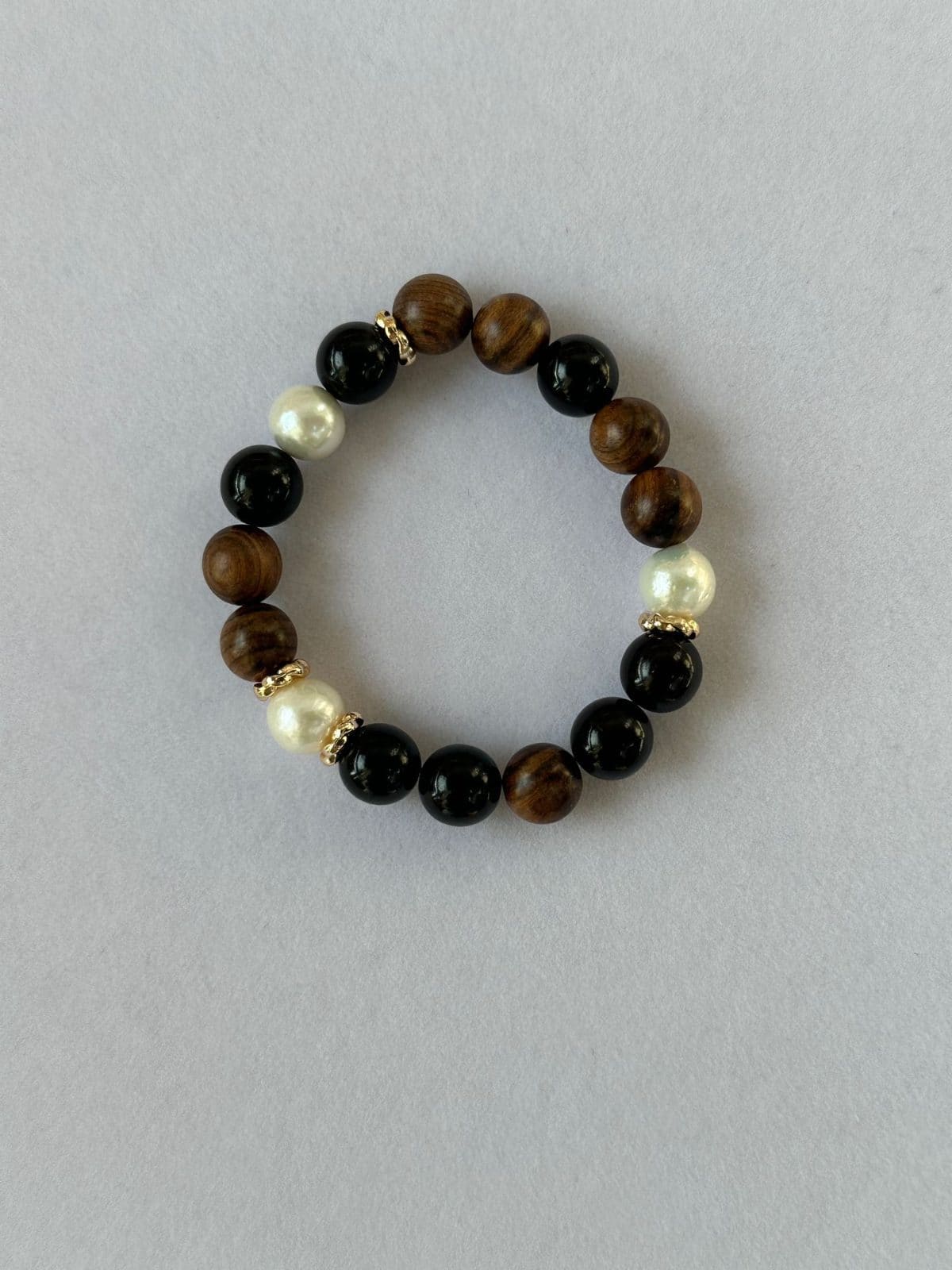 natural gemstone and baroque pearl bracelets — Vandyke Brown Wood Beaded Bracelet | PoetPearl handcrafted jewelry