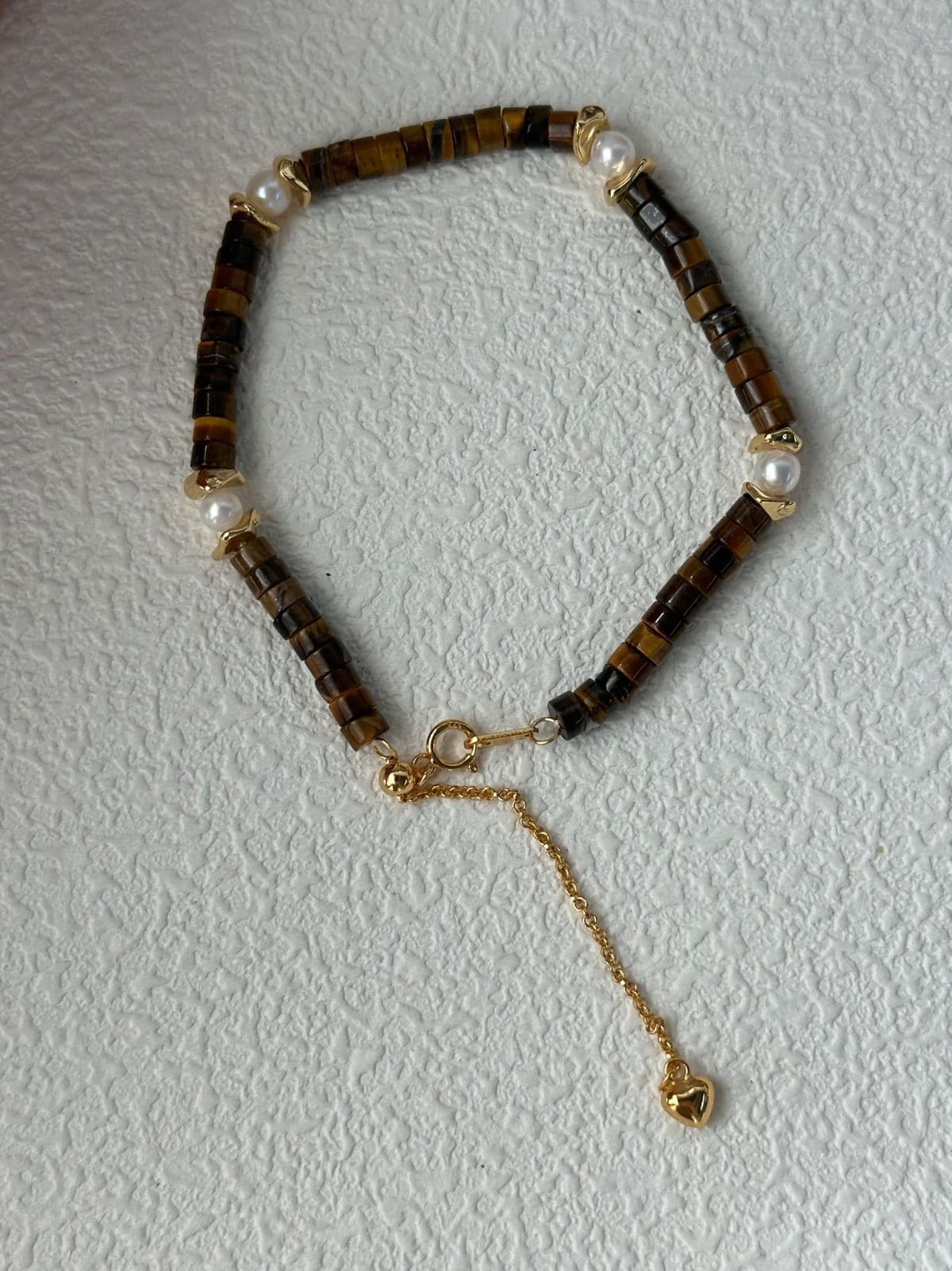 natural gemstone and baroque pearl bracelets — Caramel Tiger Eye Bracelet | PoetPearl handcrafted jewelry