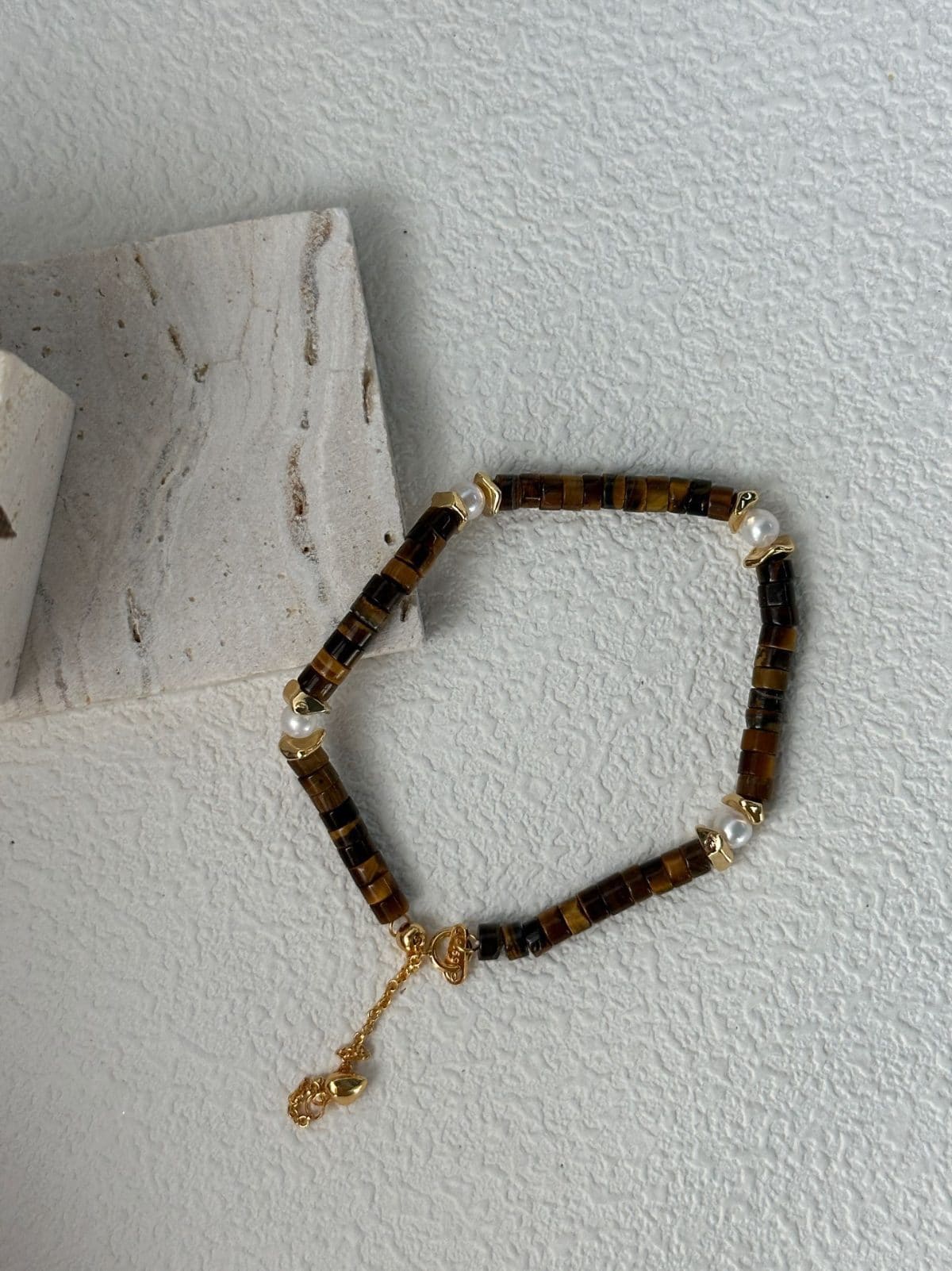 natural gemstone and baroque pearl bracelets — Caramel Tiger Eye Bracelet | PoetPearl handcrafted jewelry