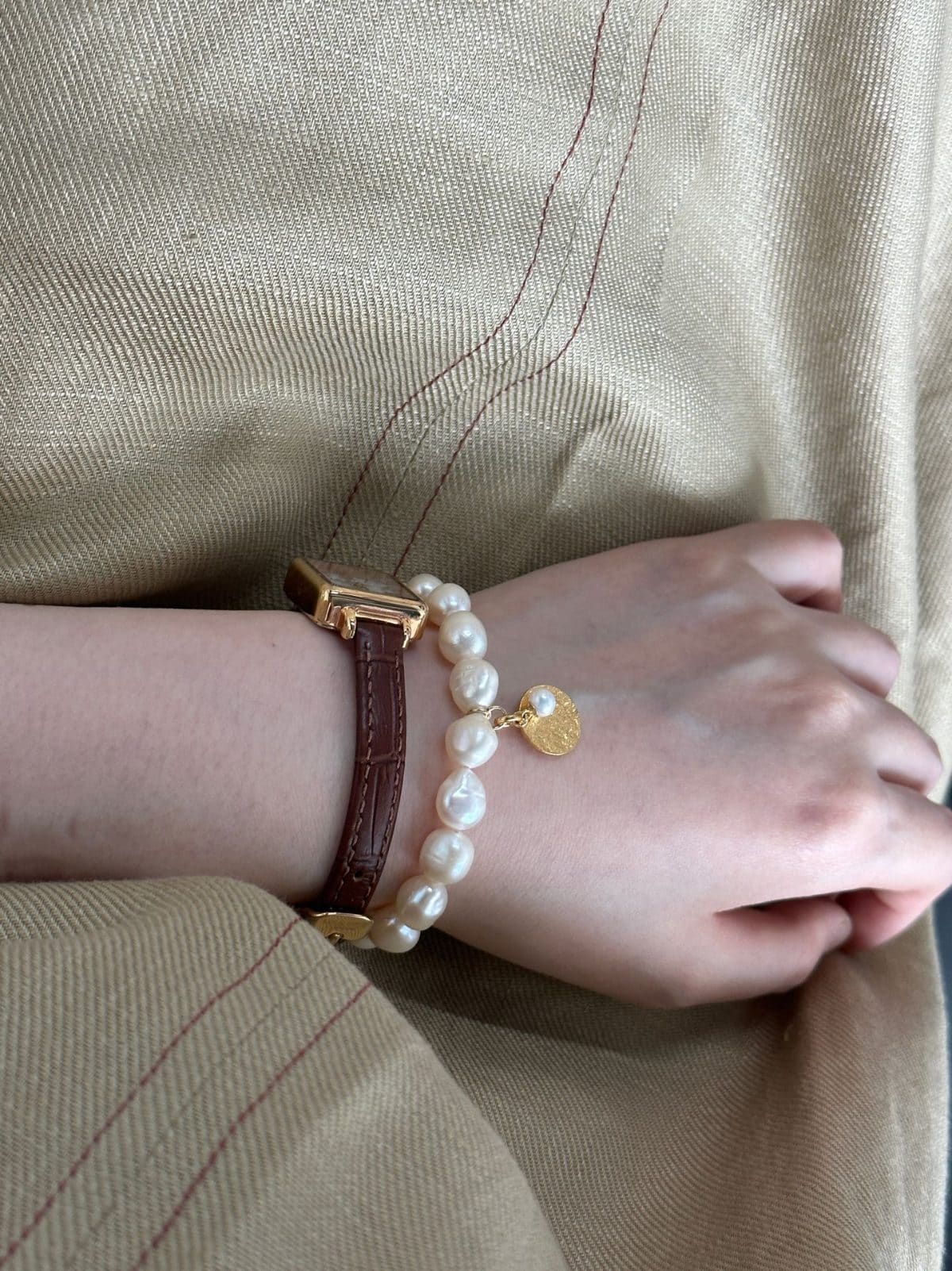 delicate freshwater pearl bracelets — 18K Gold-Plated Silver Clasp Gardener Pearl Bracelet | PoetPearl handcrafted jewelry