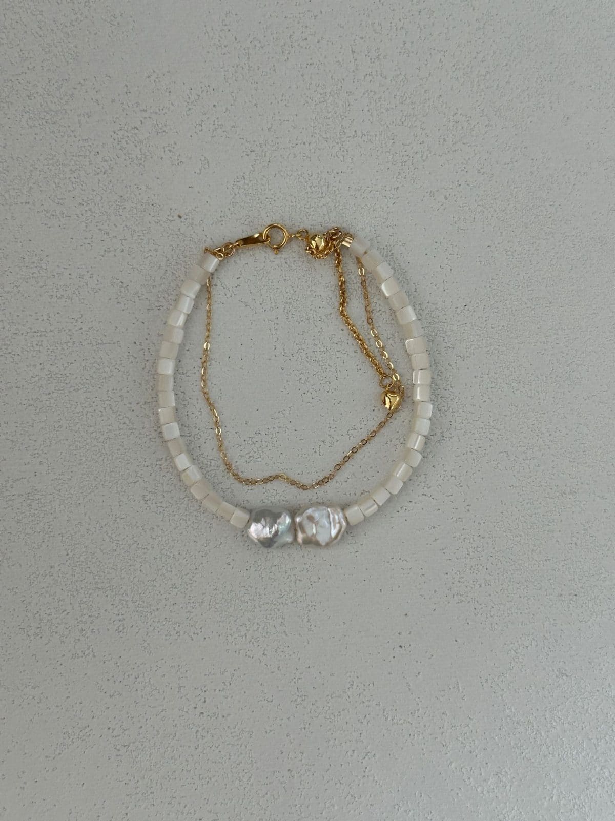 delicate freshwater pearl bracelets — 18K Gold-Plated Silver & Gold-Filled Double-Layer Shell Pearl Bracelet | PoetPearl handcrafted jewelry