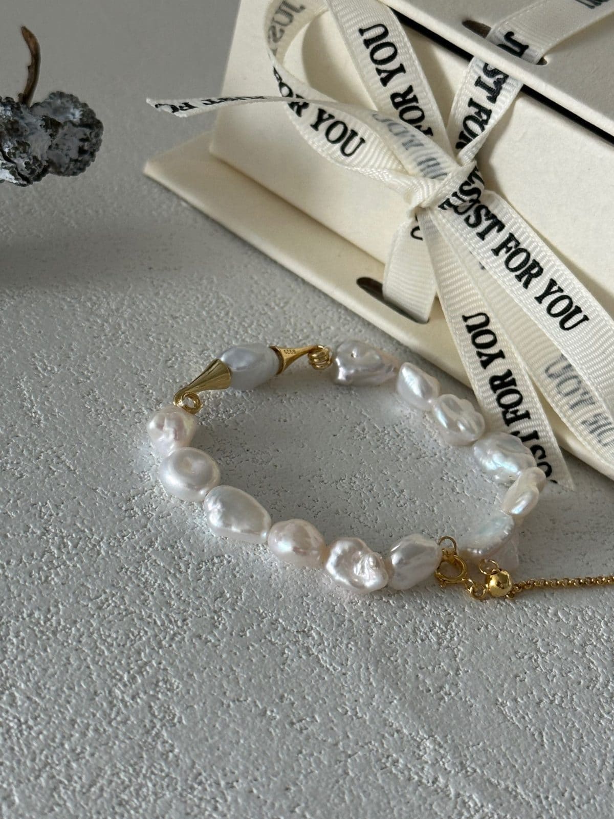 minimalist baroque pearl bracelets — 18K Gold-Plated Silver Mustache Pearl Bracelet | PoetPearl handcrafted jewelry