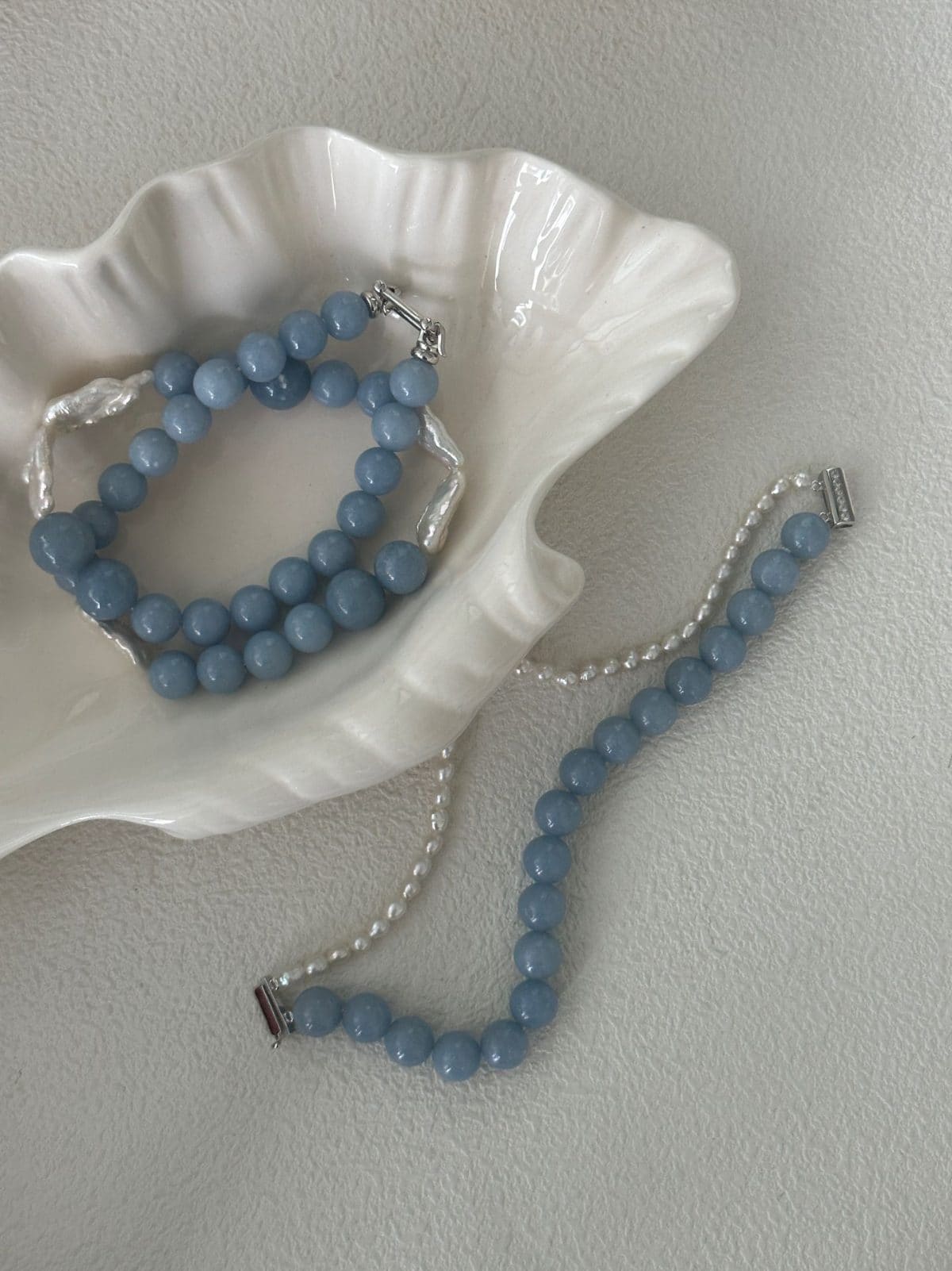 natural gemstone and baroque pearl bracelets — Sterling Silver Peru Stone & Pearl Bracelet | PoetPearl handcrafted jewelry