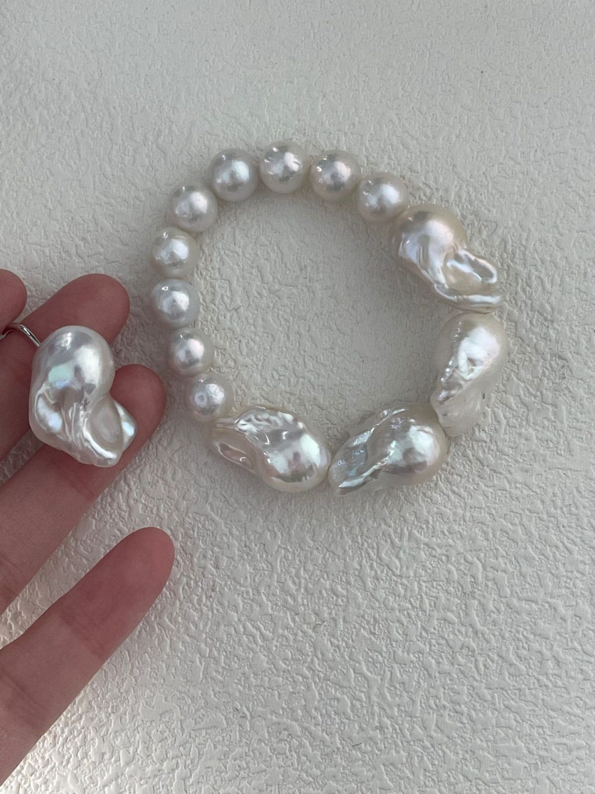 statement large baroque pearl bracelets — Large Baroque Pearl Beaded Bracelet | PoetPearl handcrafted jewelry