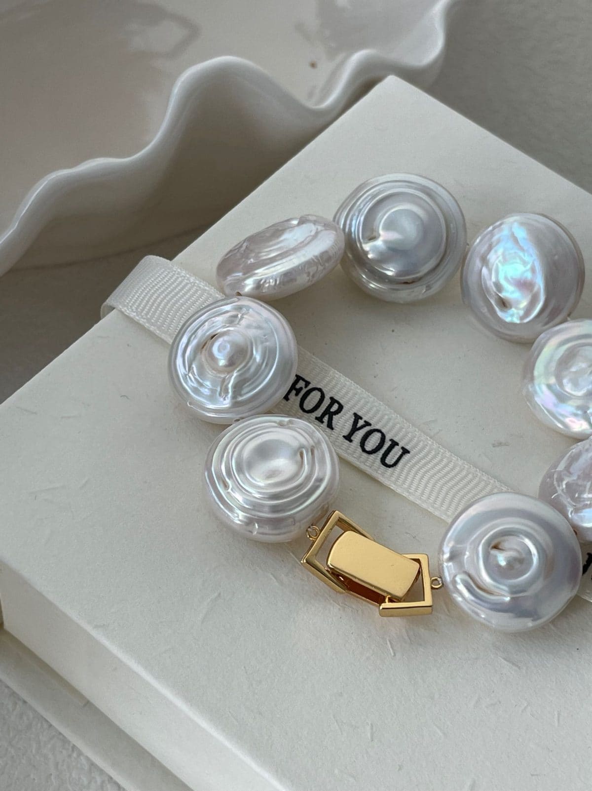 statement large baroque pearl bracelets — 18K Gold-Plated Silver Roman Holiday Bracelet | PoetPearl handcrafted jewelry
