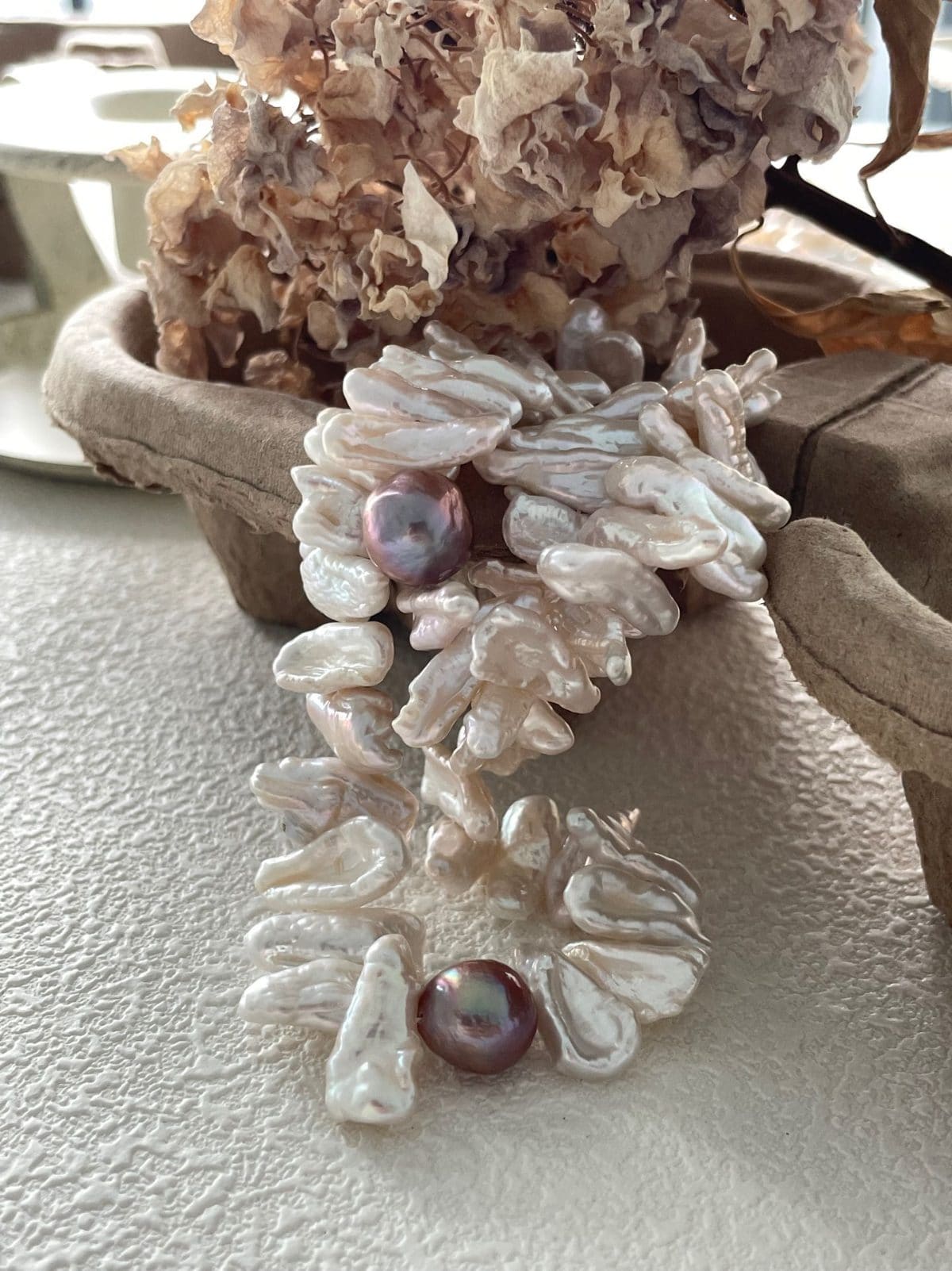 minimalist baroque pearl bracelets — Sunflower Baroque Pearl Bracelet | PoetPearl handcrafted jewelry
