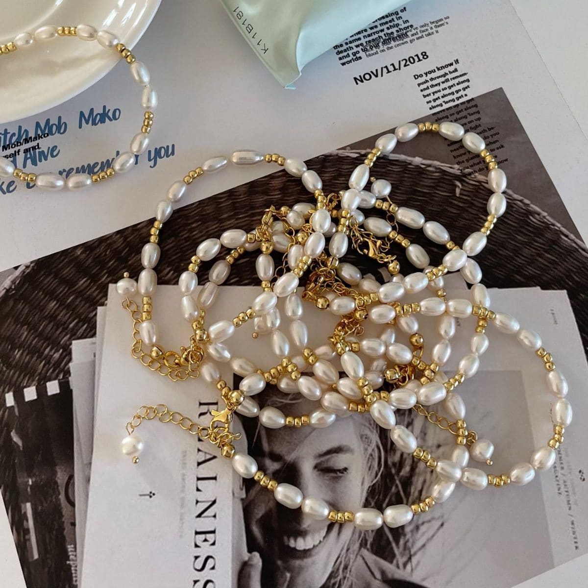 delicate freshwater pearl bracelets — 14K Gold-Filled Natural Rice Pearl Bracelet | PoetPearl handcrafted jewelry