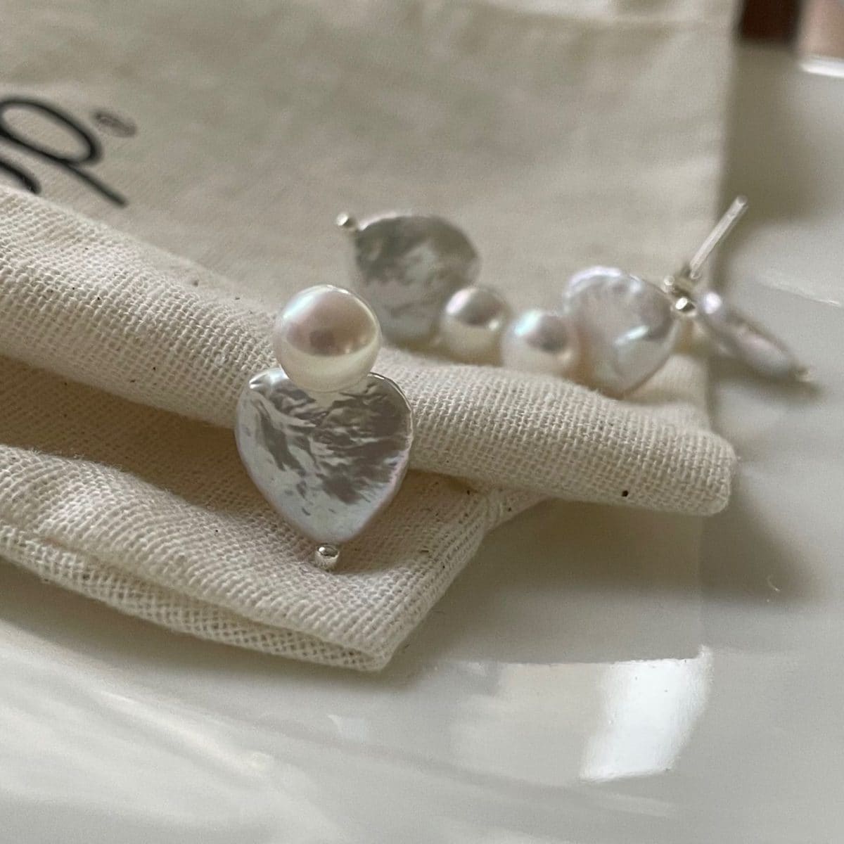 handcrafted baroque pearl gift earrings — Sterling Silver Heart Baroque Pearl Stud Earrings | PoetPearl handcrafted jewelry