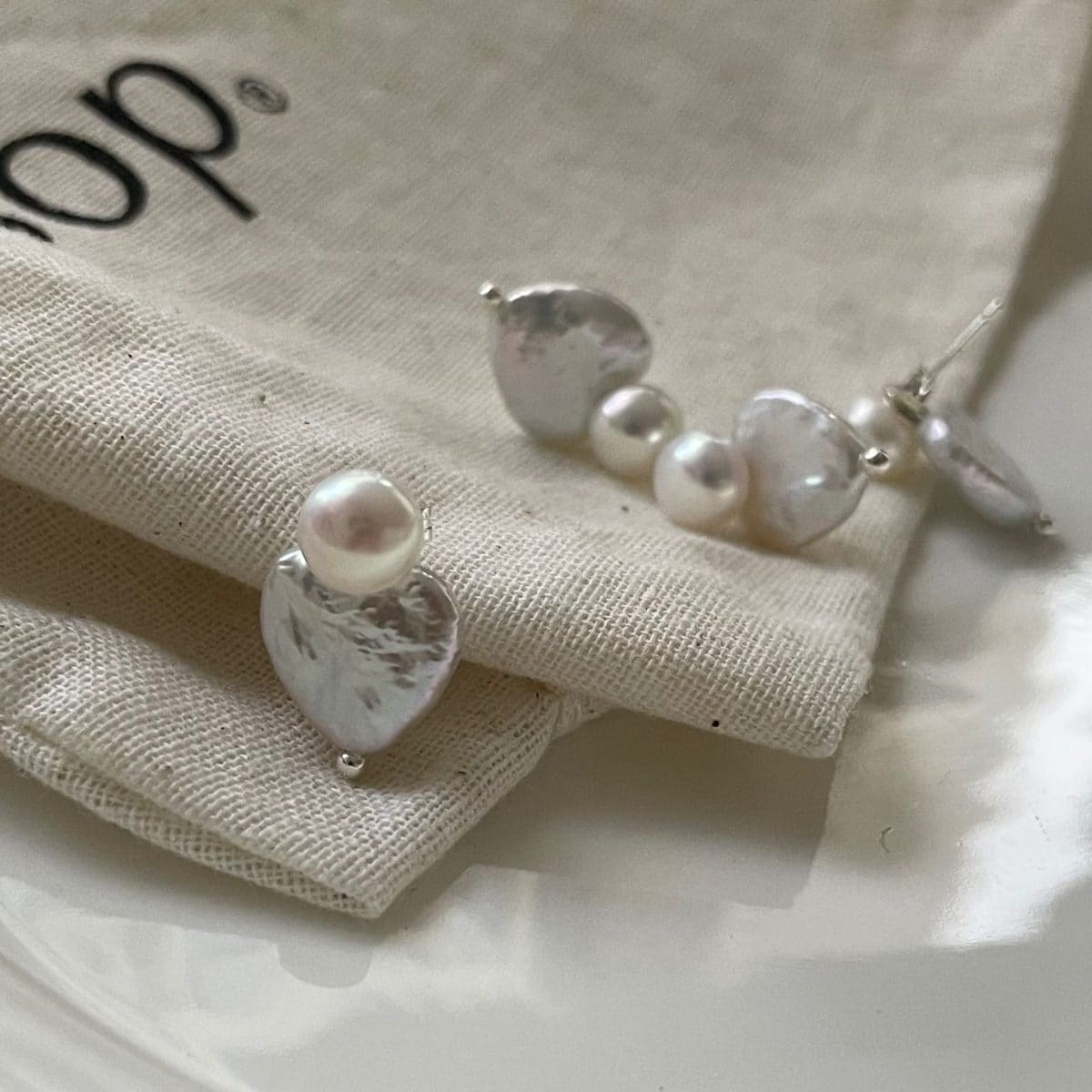 handcrafted baroque pearl gift earrings — Sterling Silver Heart Baroque Pearl Stud Earrings | PoetPearl handcrafted jewelry