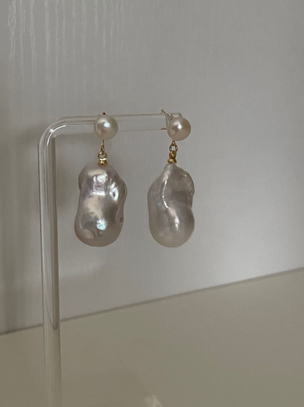 minimalist baroque pearl earrings — Sterling Silver Baroque Pearl Drop Earrings | PoetPearl handcrafted jewelry