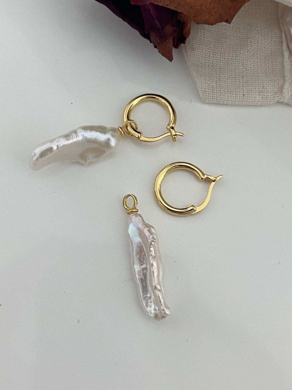 minimalist baroque pearl earrings — 18K Gold-Plated Silver Lute Pearl Drop Earrings | PoetPearl handcrafted jewelry