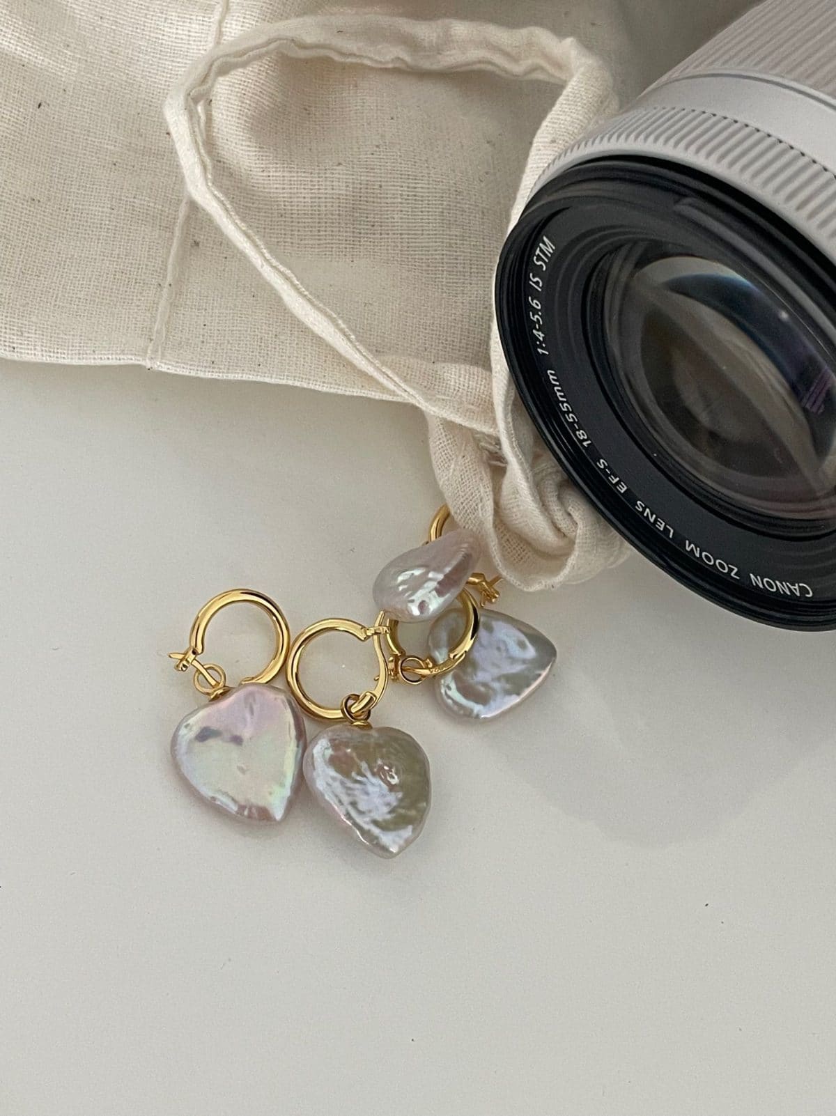handcrafted baroque pearl gift earrings — 18K Gold-Plated Silver Large Heart Baroque Pearl Earrings | PoetPearl handcrafted jewelry