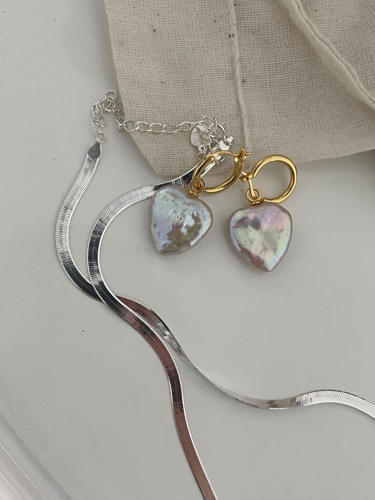 handcrafted baroque pearl gift earrings — 18K Gold-Plated Silver Large Heart Baroque Pearl Earrings | PoetPearl handcrafted jewelry
