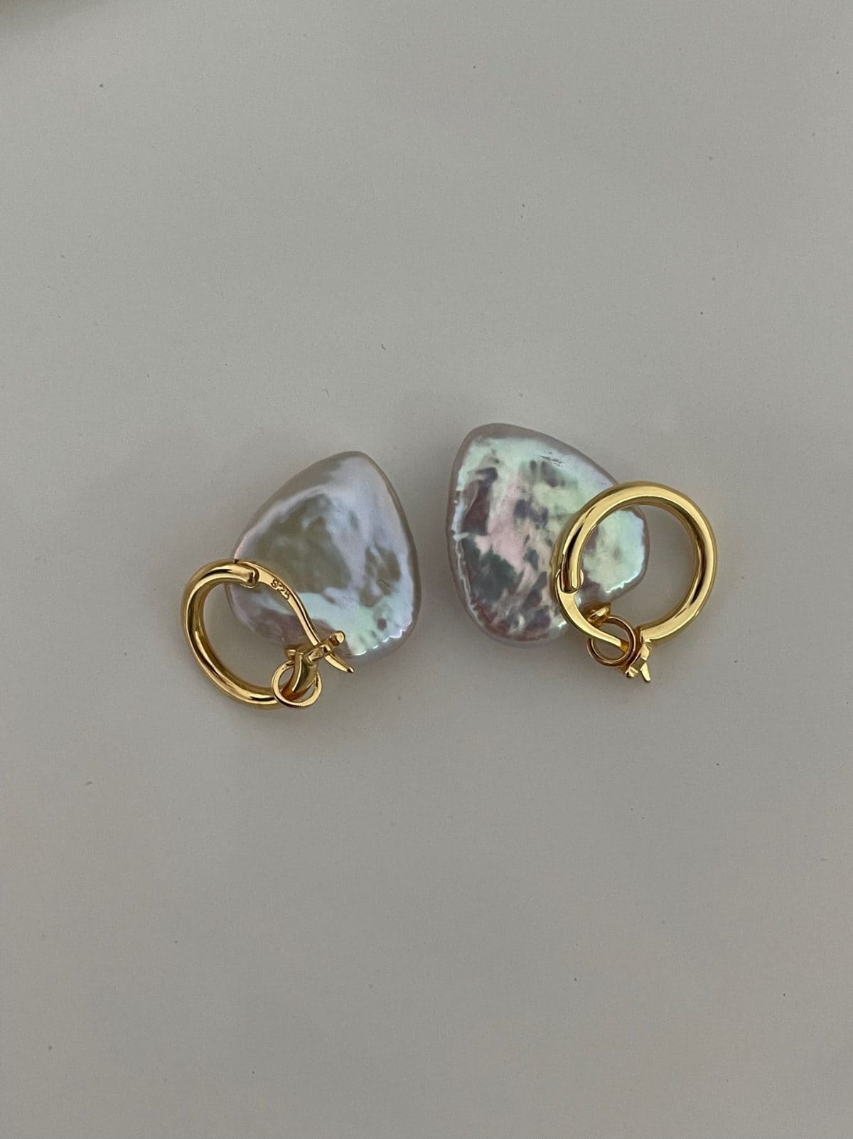 handcrafted baroque pearl gift earrings — 18K Gold-Plated Silver Large Heart Baroque Pearl Earrings | PoetPearl handcrafted jewelry