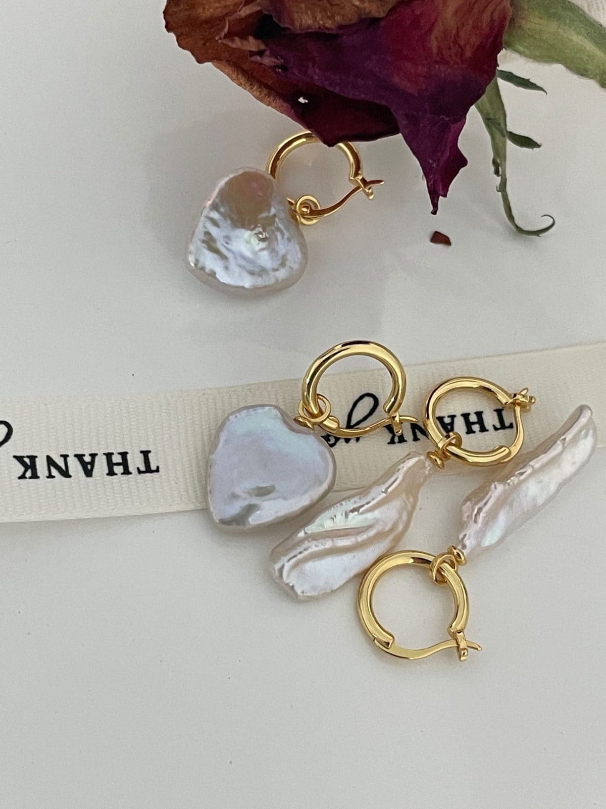 handcrafted baroque pearl gift earrings — 18K Gold-Plated Silver Large Heart Baroque Pearl Earrings | PoetPearl handcrafted jewelry