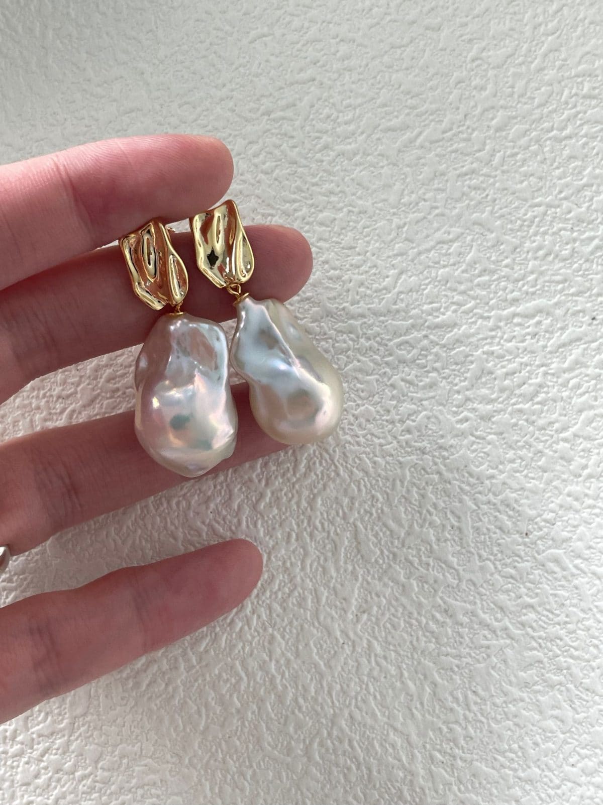 statement large baroque pearl earrings — 18K Gold-Plated Silver Large Baroque Pearl Drop Earrings | PoetPearl handcrafted jewelry