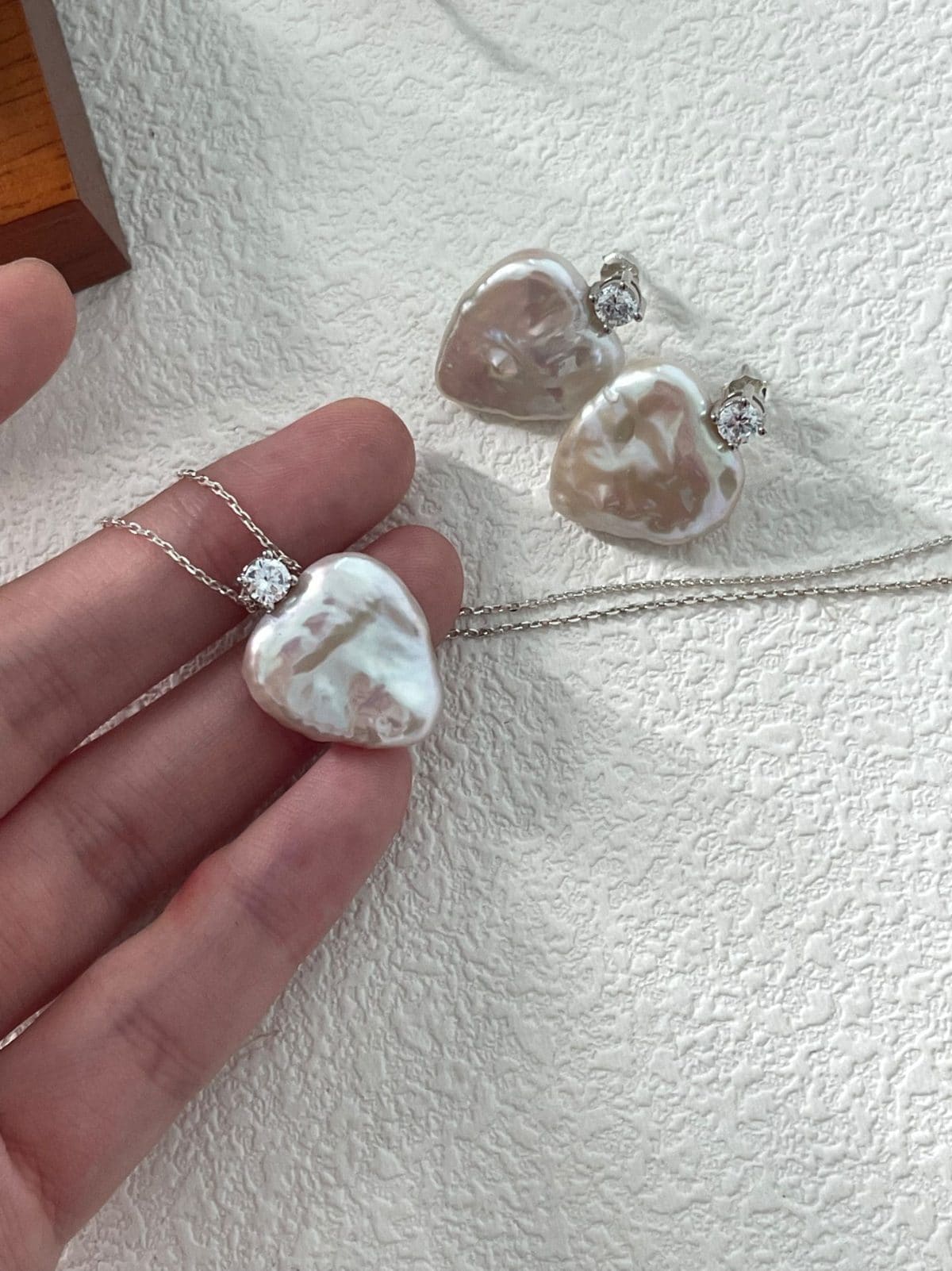 handcrafted baroque pearl gift earrings — Sterling Silver Zircon Heart Baroque Pearl Earrings | PoetPearl handcrafted jewelry
