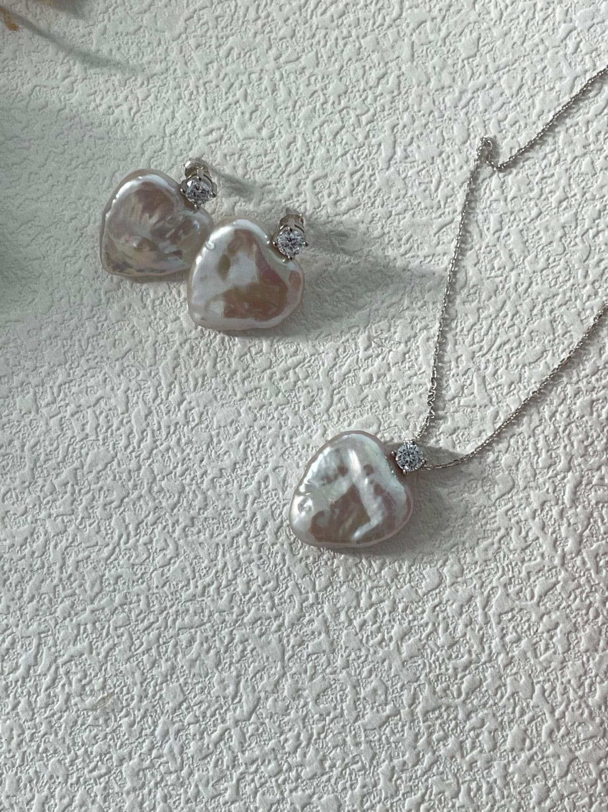 handcrafted baroque pearl gift earrings — Sterling Silver Zircon Heart Baroque Pearl Earrings | PoetPearl handcrafted jewelry