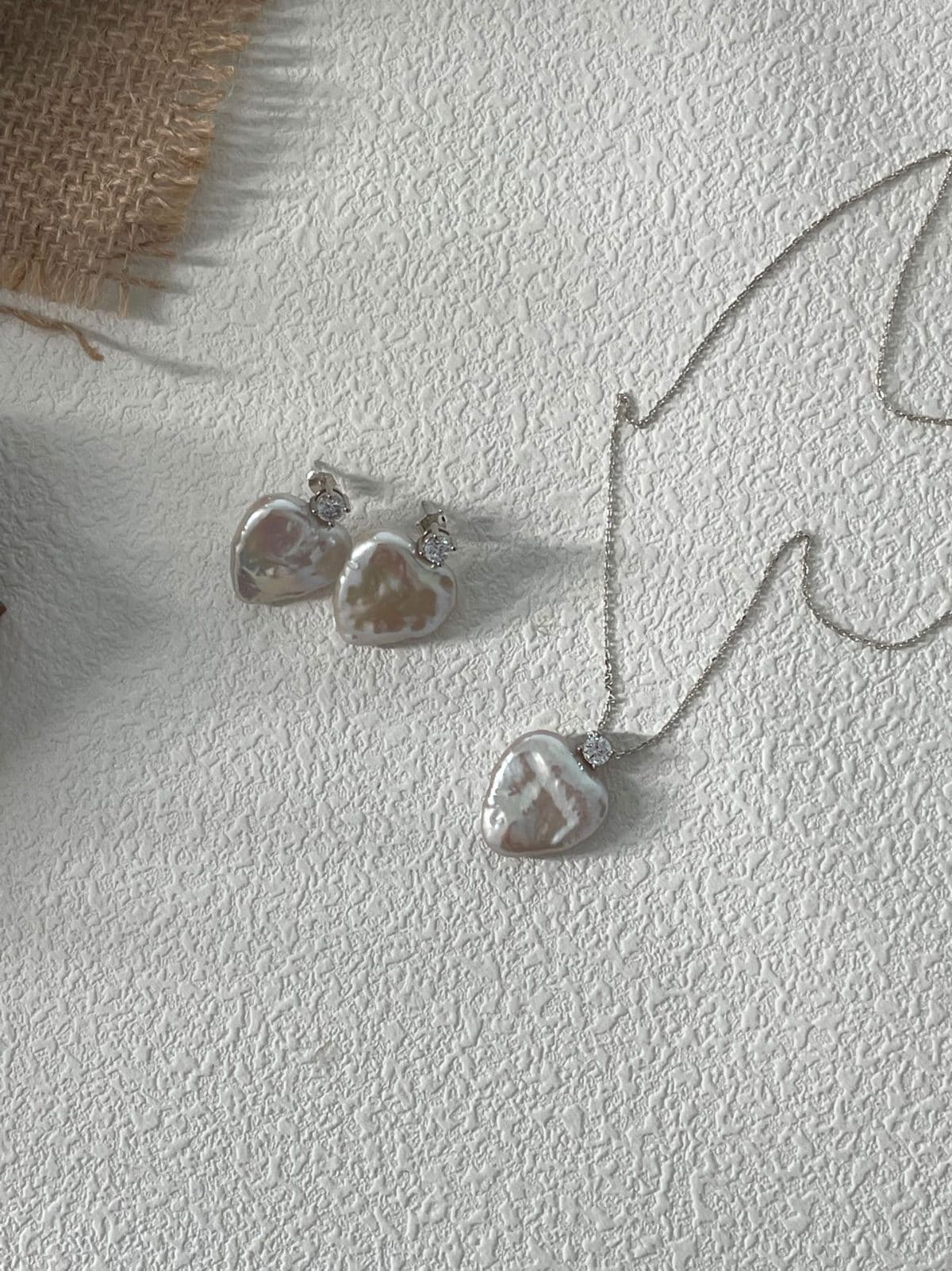 handcrafted baroque pearl gift earrings — Sterling Silver Zircon Heart Baroque Pearl Earrings | PoetPearl handcrafted jewelry