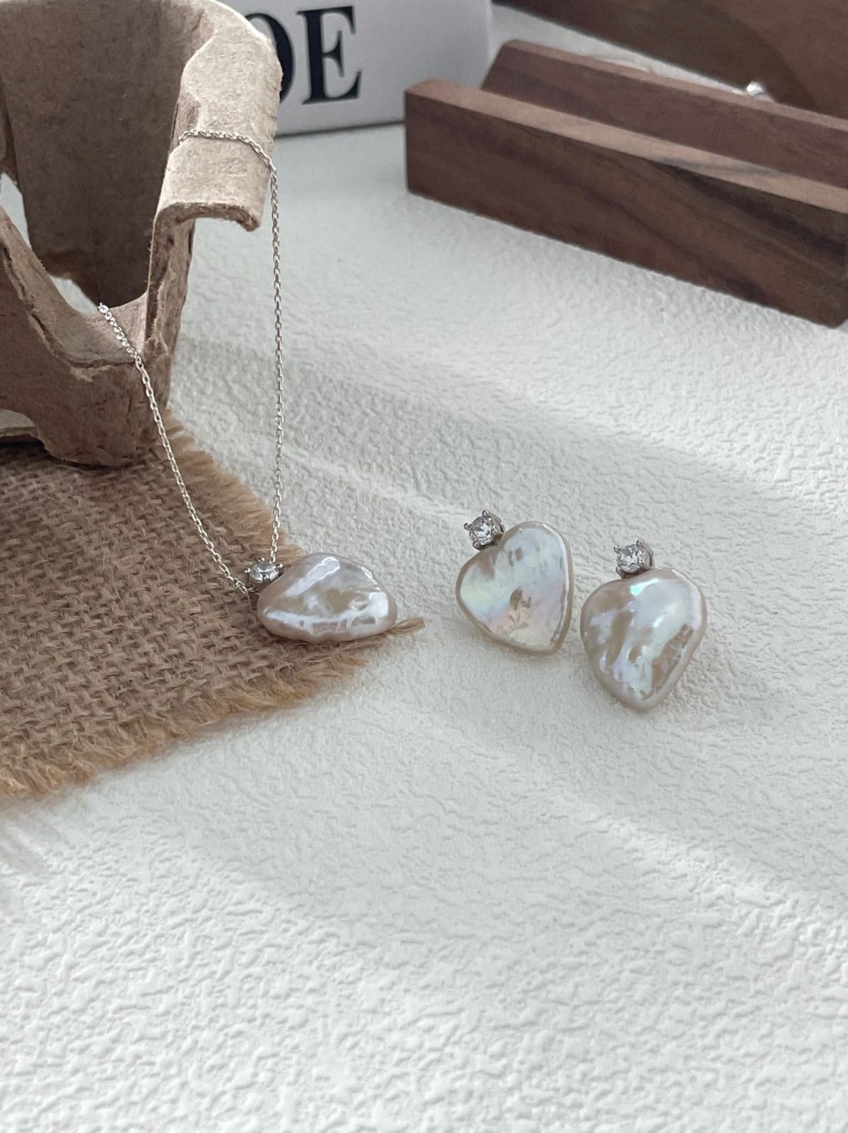 handcrafted baroque pearl gift earrings — Sterling Silver Zircon Heart Baroque Pearl Earrings | PoetPearl handcrafted jewelry