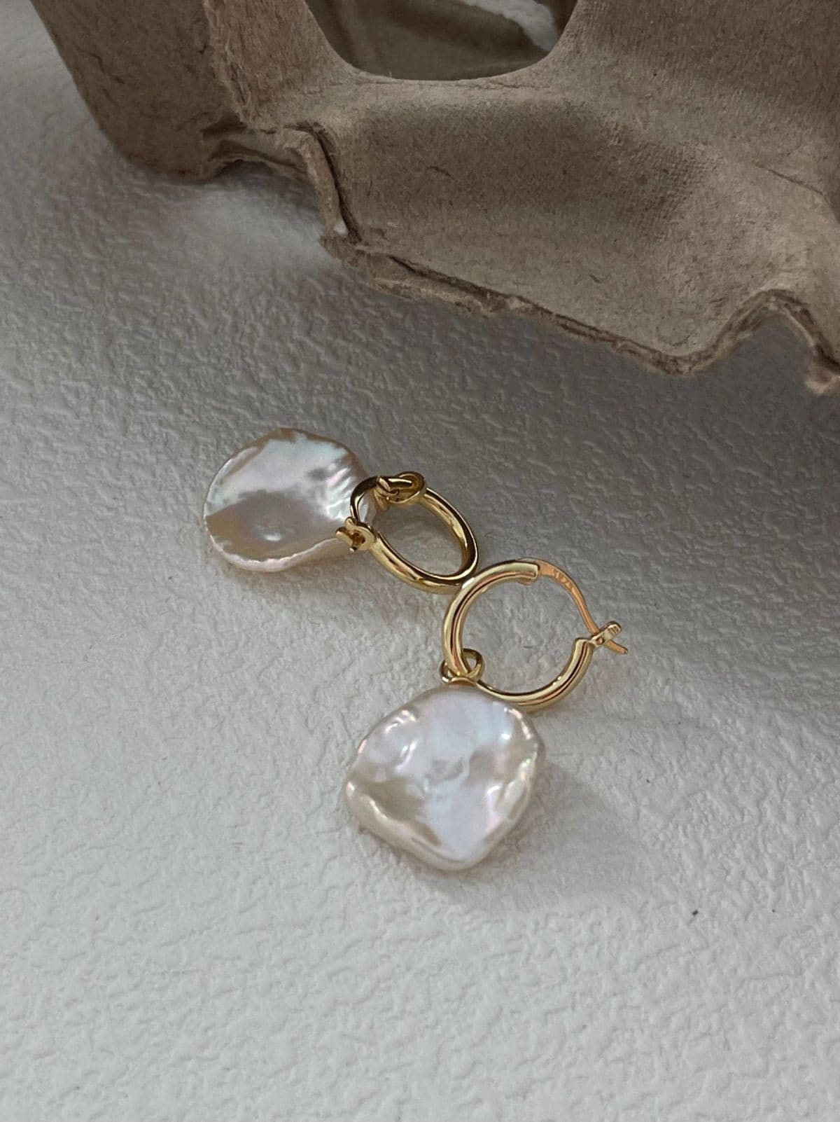 minimalist baroque pearl earrings — 18K Gold-Plated Silver Petal Pearl Drop Earrings | PoetPearl handcrafted jewelry