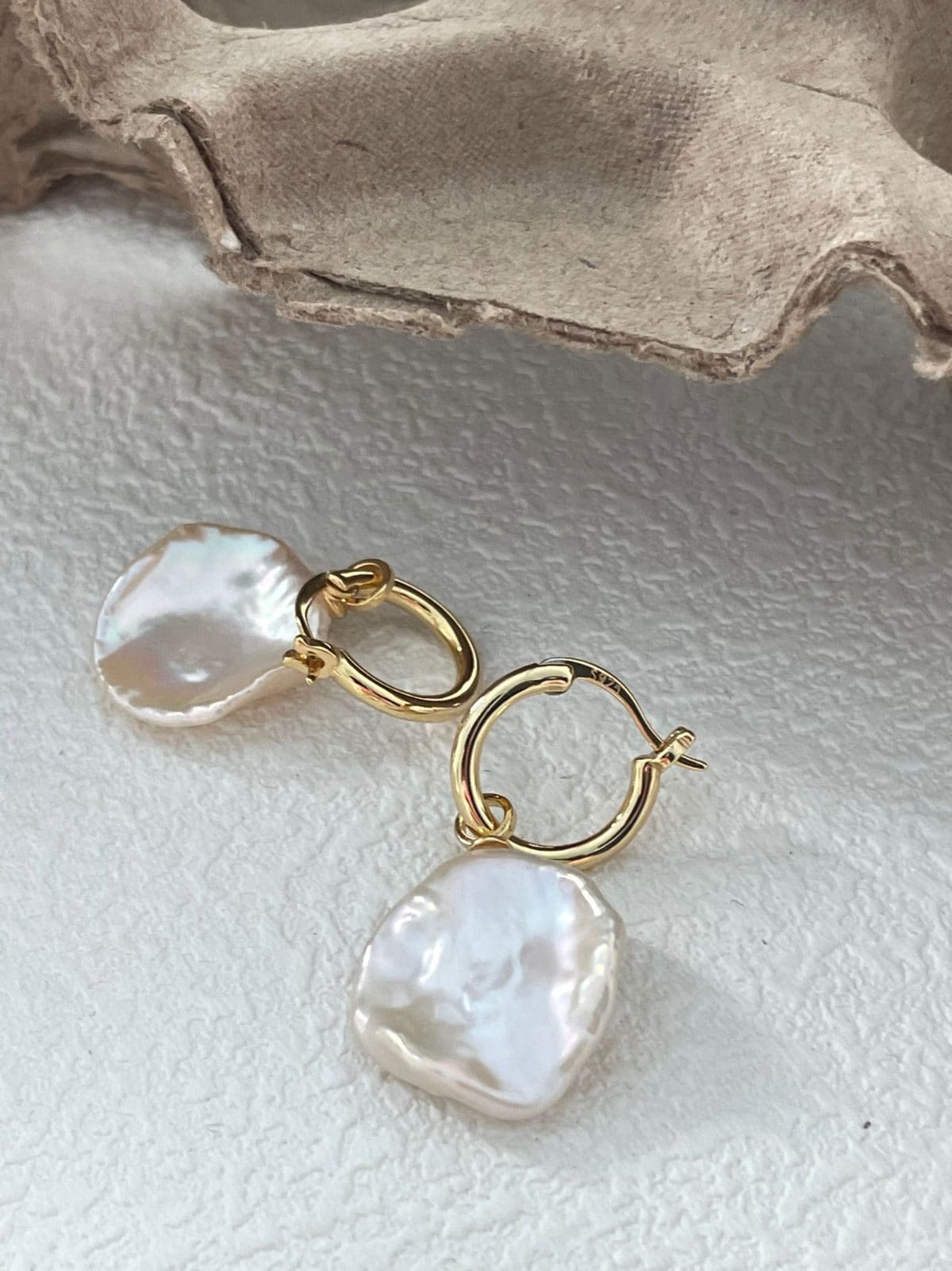 minimalist baroque pearl earrings — 18K Gold-Plated Silver Petal Pearl Drop Earrings | PoetPearl handcrafted jewelry