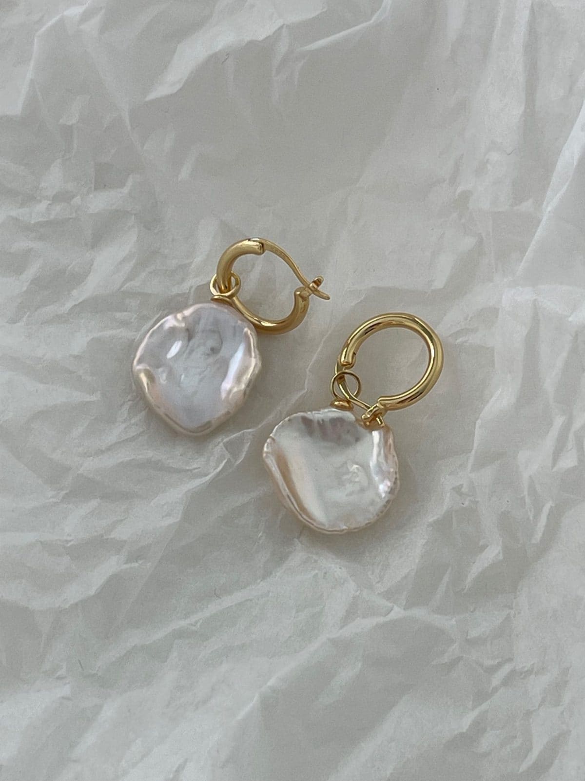 minimalist baroque pearl earrings — 18K Gold-Plated Silver Petal Pearl Drop Earrings | PoetPearl handcrafted jewelry