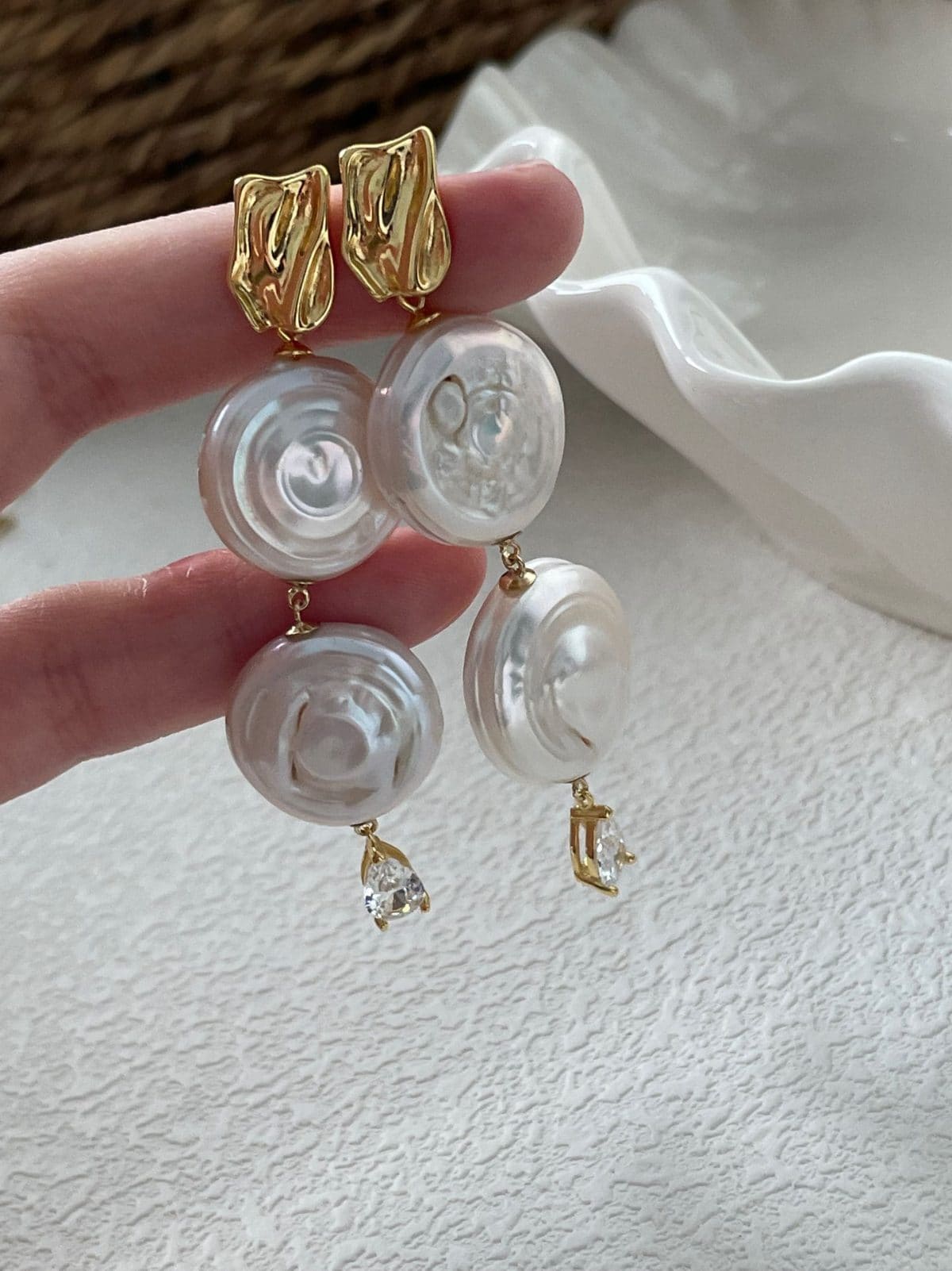 statement large baroque pearl earrings — Roman Holiday Dual-Style Earrings | PoetPearl handcrafted jewelry