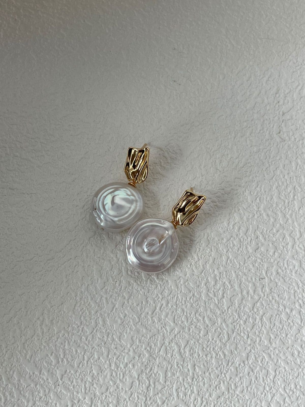 statement large baroque pearl earrings — 18K Gold-Plated Silver Roman Holiday Single Pearl Earrings | PoetPearl handcrafted jewelry