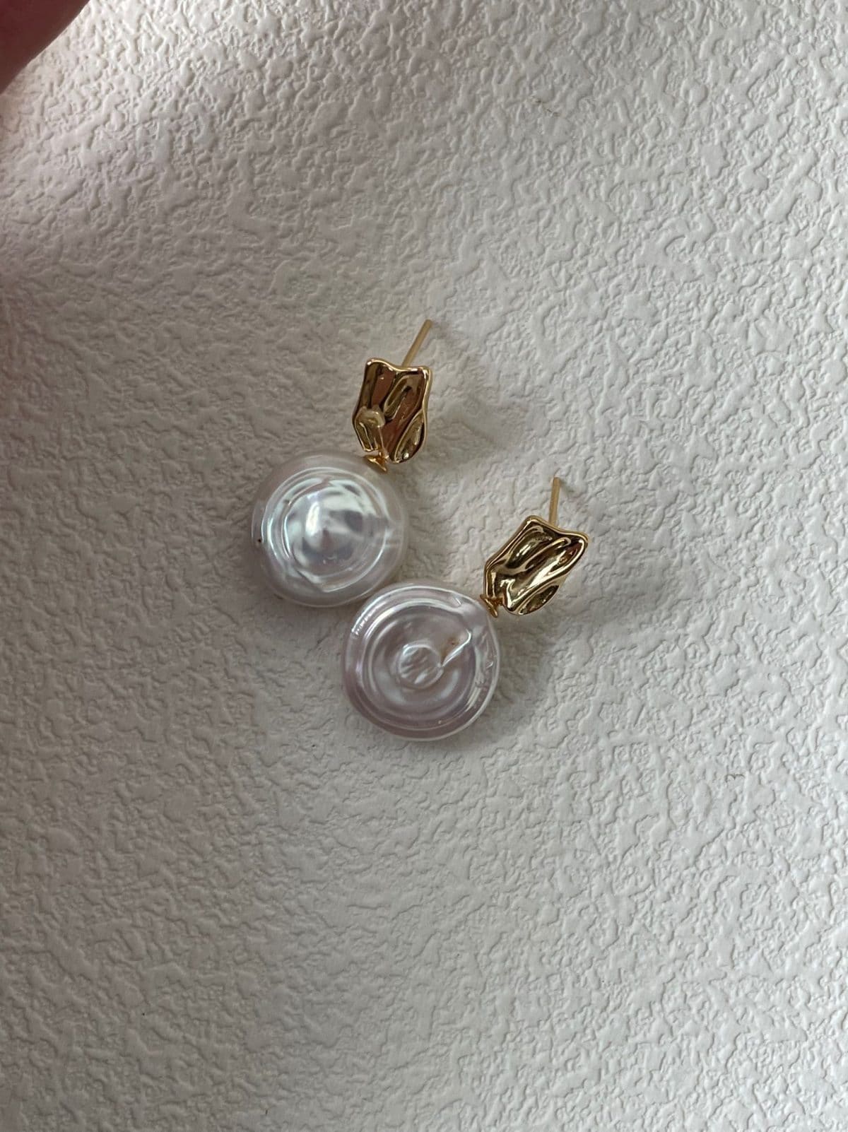 statement large baroque pearl earrings — 18K Gold-Plated Silver Roman Holiday Single Pearl Earrings | PoetPearl handcrafted jewelry