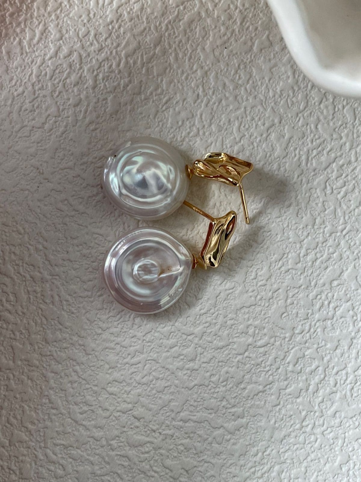 statement large baroque pearl earrings — 18K Gold-Plated Silver Roman Holiday Single Pearl Earrings | PoetPearl handcrafted jewelry