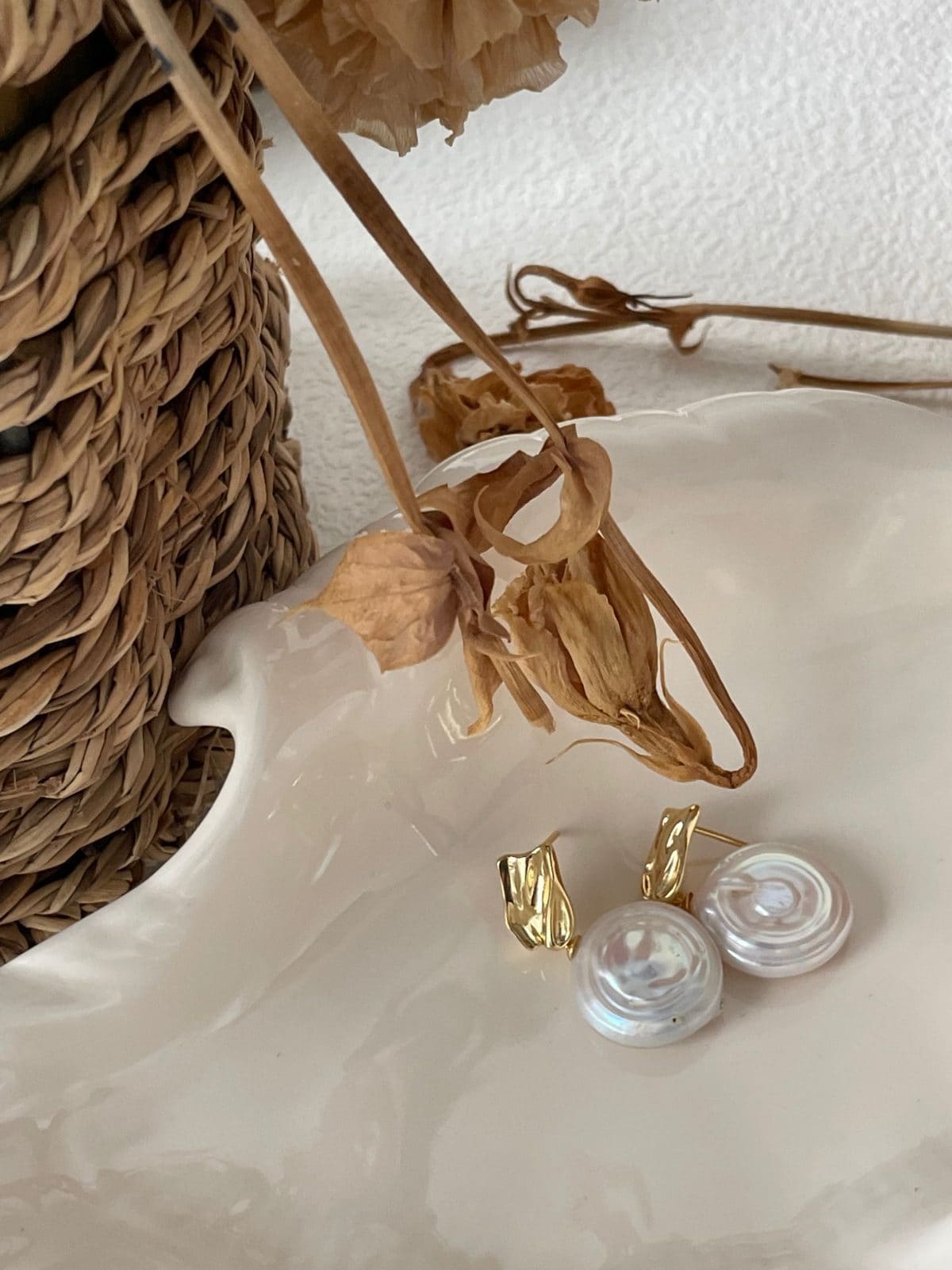 statement large baroque pearl earrings — 18K Gold-Plated Silver Roman Holiday Single Pearl Earrings | PoetPearl handcrafted jewelry