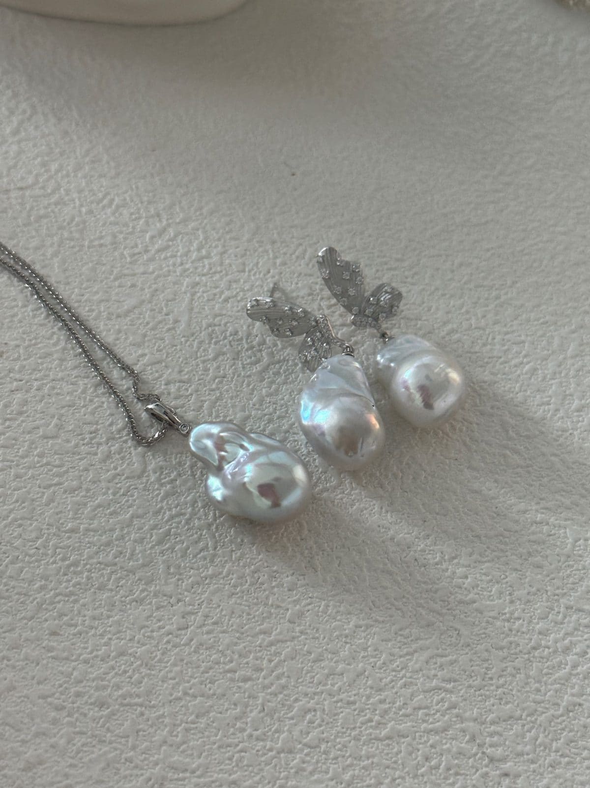 handcrafted baroque pearl gift earrings — Sterling Silver Butterfly Baroque Pearl Drop Earrings | PoetPearl handcrafted jewelry