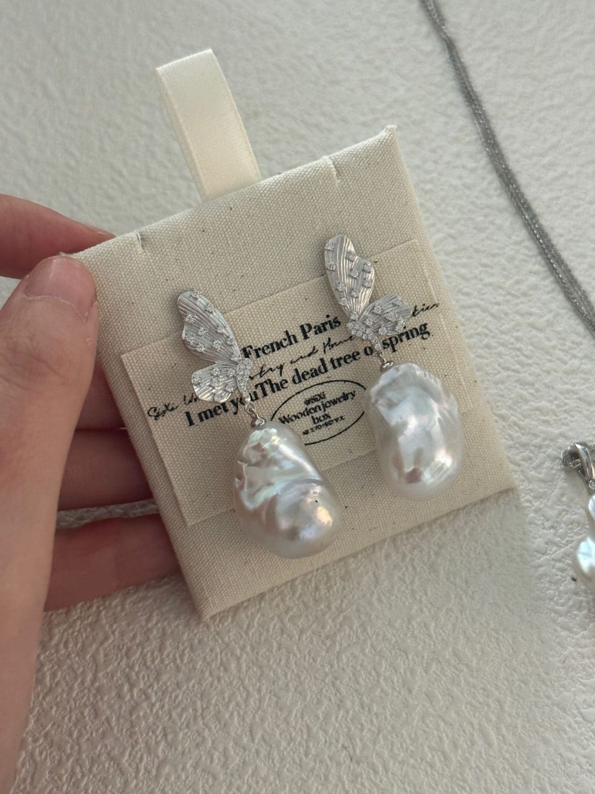 handcrafted baroque pearl gift earrings — Sterling Silver Butterfly Baroque Pearl Drop Earrings | PoetPearl handcrafted jewelry