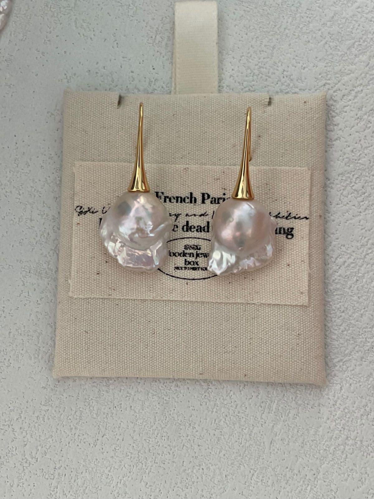 statement large baroque pearl earrings — 18K Gold-Plated Silver Tall Stem Large Baroque Pearl Earrings | PoetPearl handcrafted jewelry