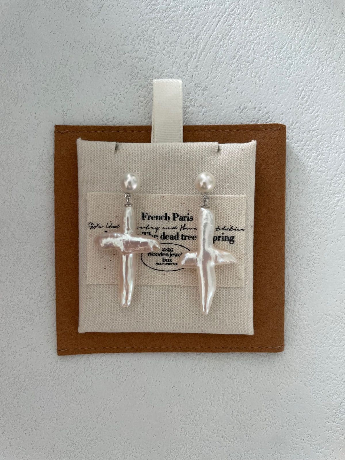 handcrafted baroque pearl gift earrings — Sterling Silver Cross Pearl Drop Earrings | PoetPearl handcrafted jewelry