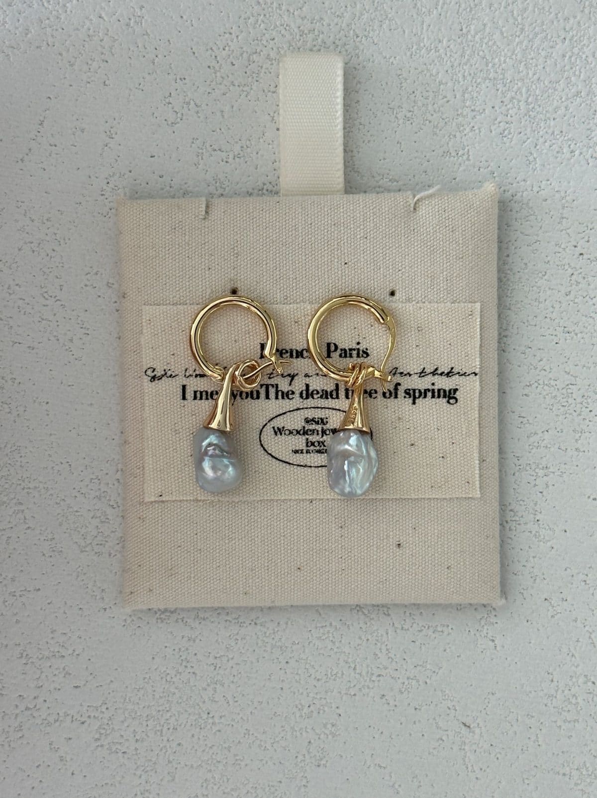 minimalist baroque pearl earrings — 18K Gold-Plated Silver Moustache Baroque Pearl Drop Earrings | PoetPearl handcrafted jewelry