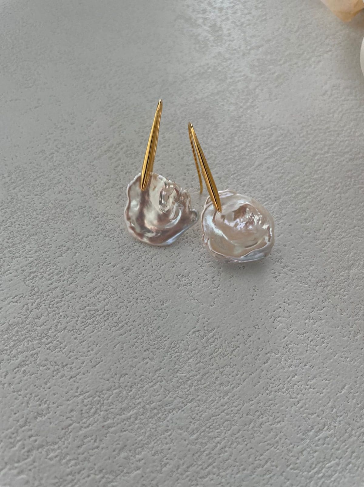 statement large baroque pearl earrings — 18K Gold-Plated Silver Tall Stem Petal Pearl Earrings | PoetPearl handcrafted jewelry