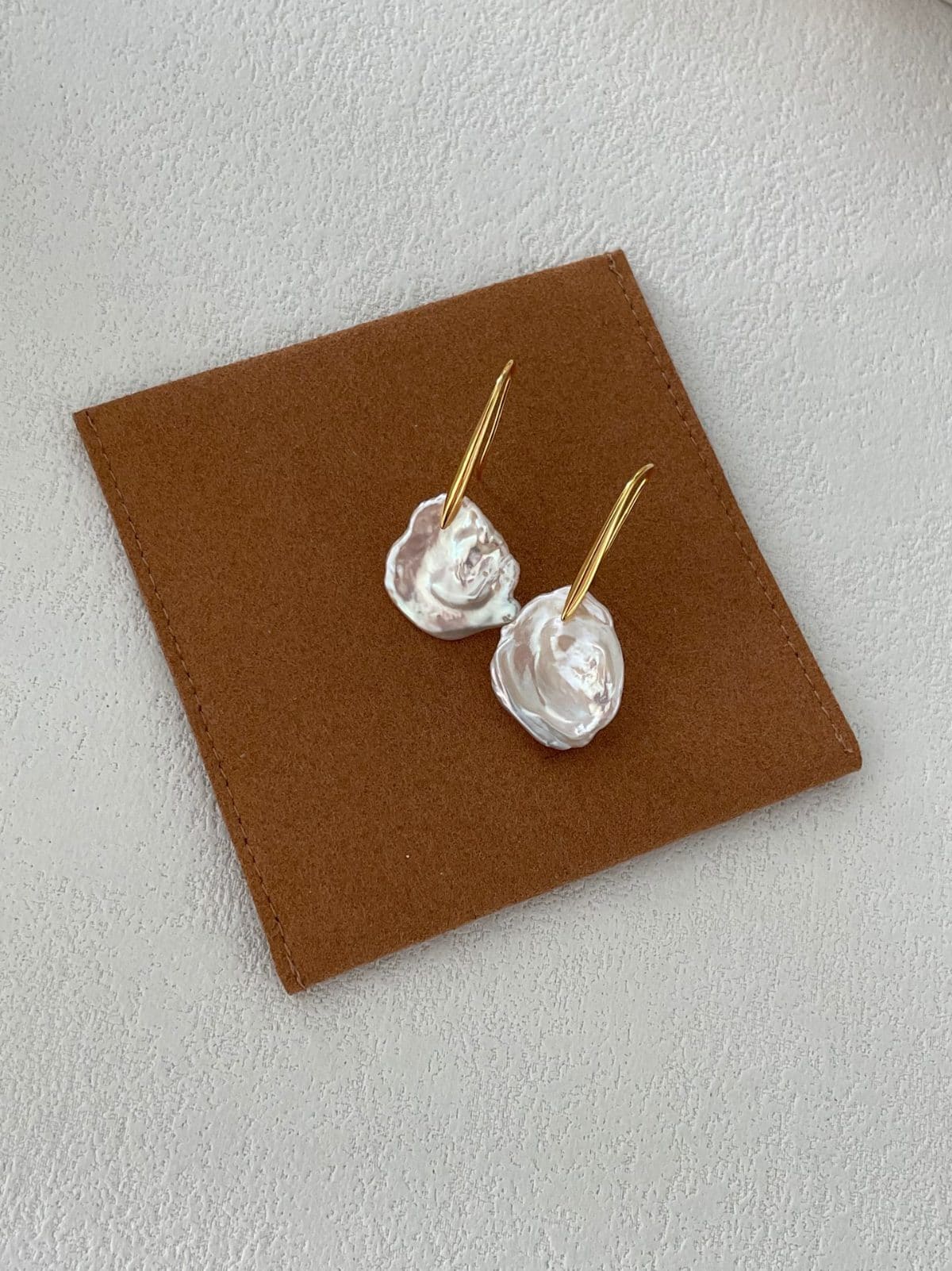 statement large baroque pearl earrings — 18K Gold-Plated Silver Tall Stem Petal Pearl Earrings | PoetPearl handcrafted jewelry