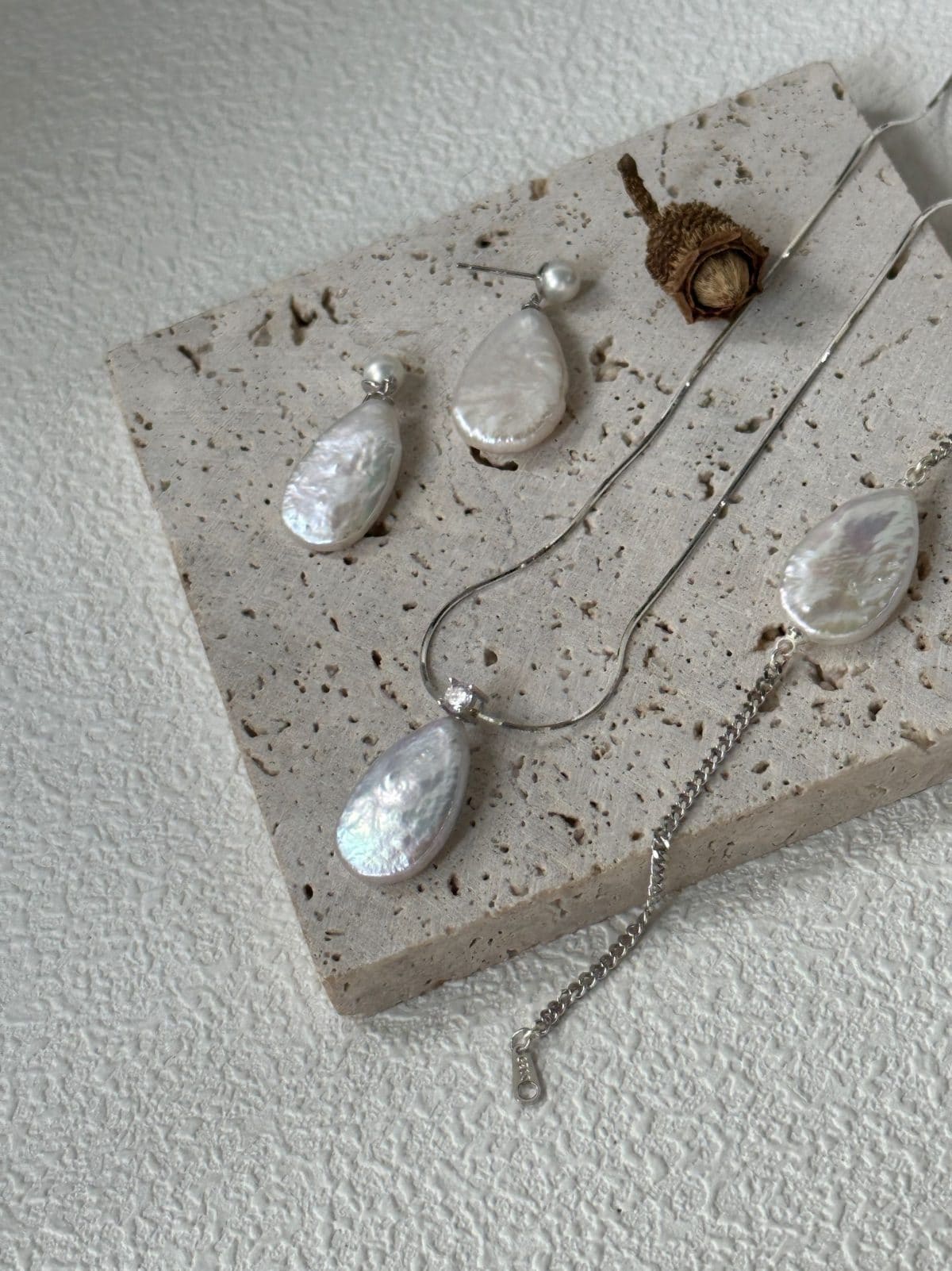 delicate freshwater pearl earrings — Sterling Silver Large Teardrop Baroque Pearl Earrings | PoetPearl handcrafted jewelry