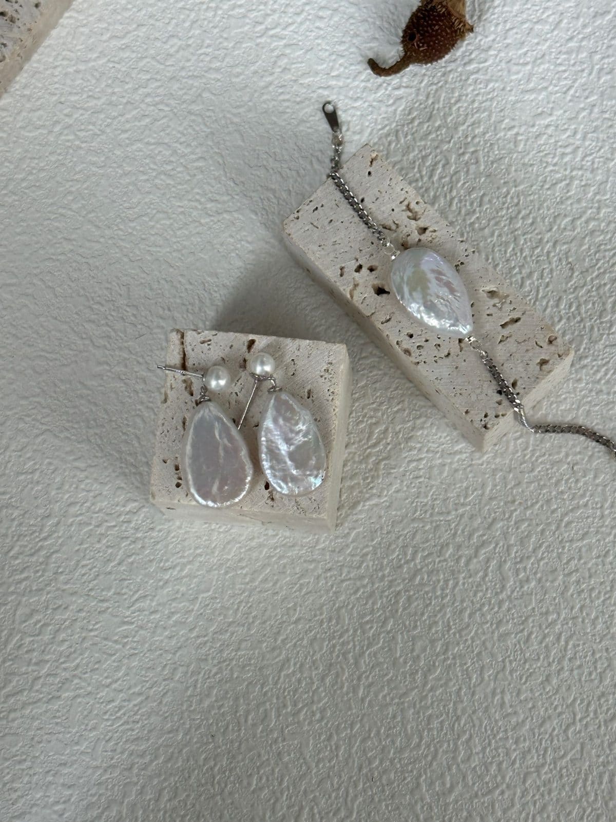 delicate freshwater pearl earrings — Sterling Silver Large Teardrop Baroque Pearl Earrings | PoetPearl handcrafted jewelry