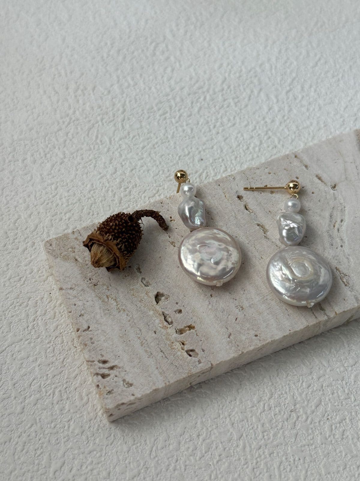 handcrafted baroque pearl gift earrings — 14K Gold-Filled Sun & Moon Teardrop Baroque Pearl Earrings | PoetPearl handcrafted jewelry