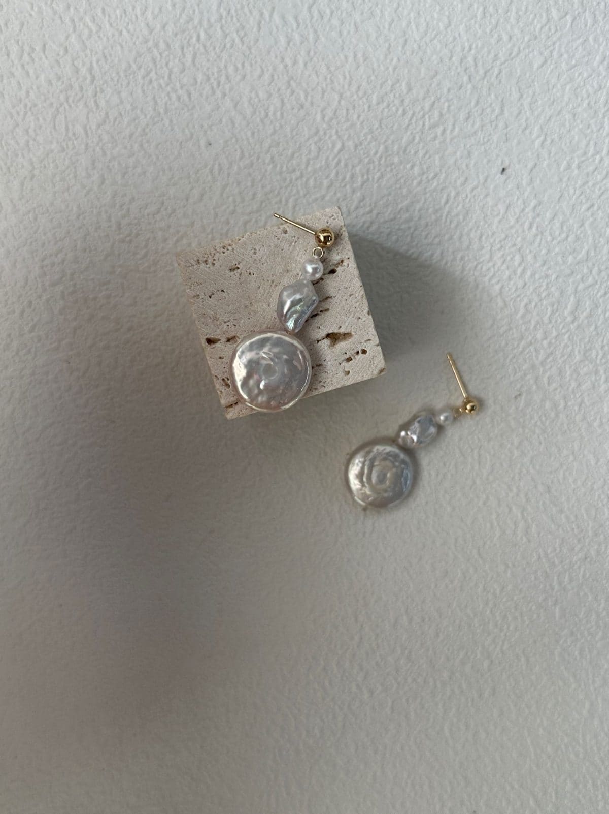 handcrafted baroque pearl gift earrings — 14K Gold-Filled Sun & Moon Teardrop Baroque Pearl Earrings | PoetPearl handcrafted jewelry