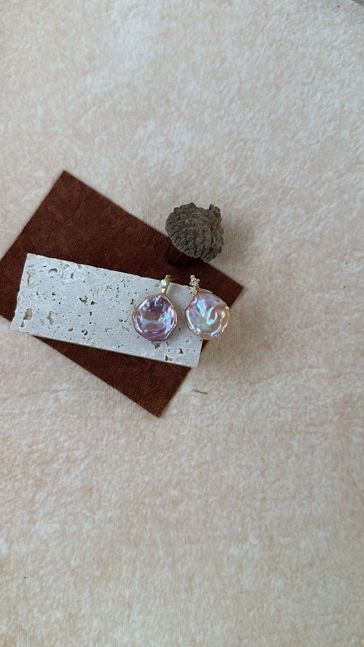 minimalist baroque pearl earrings — 18K Gold-Plated Silver Violet Skirt Baroque Pearl Earrings | PoetPearl handcrafted jewelry